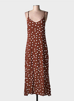 Rochie midi țesătură crep bretele subțiri maro FREEMAN T.PORTER femeie