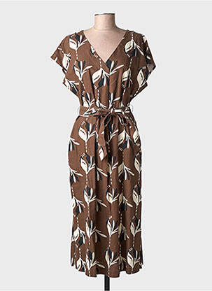 Rochie midi imprimeu fantezie mâneci scurte maro WHITE STUFF femeie