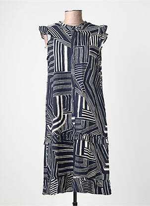 Rochie midi imprimeu fantezie mâneci scurte albastru STREET ONE femeie