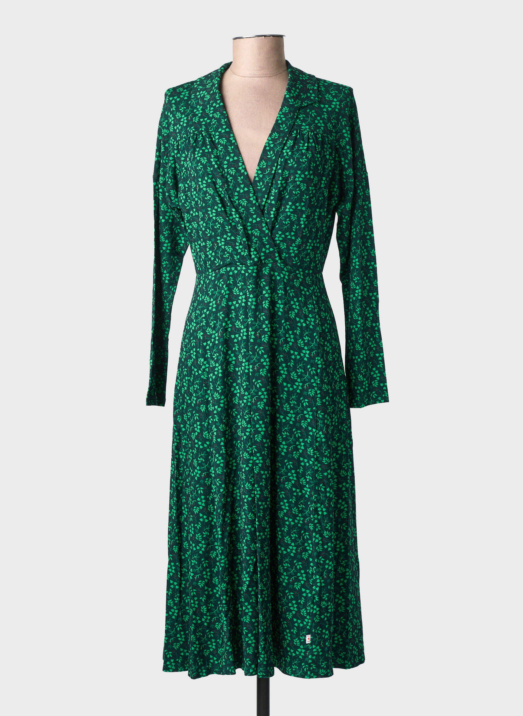 Rochie midi imprimeu fantezie mâneci lungi verde BLUTSGESCHWISTER femeie