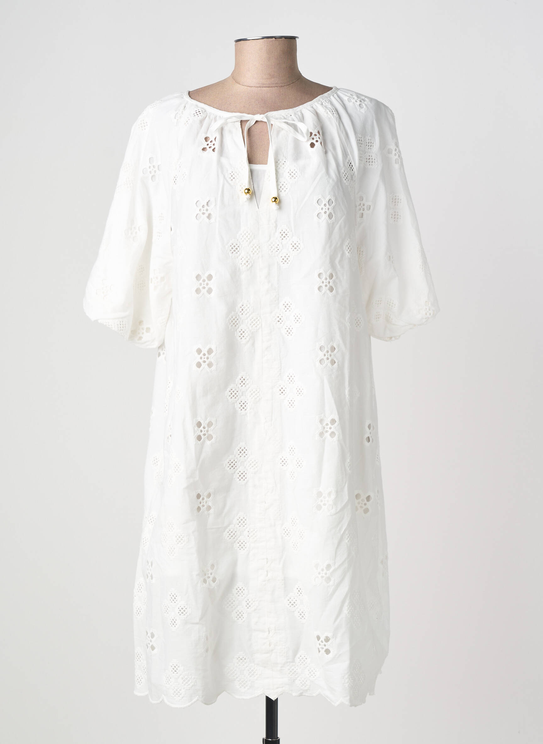 Rochie midi mâneci scurte mâneci scurte alb RINO & PELLE femeie
