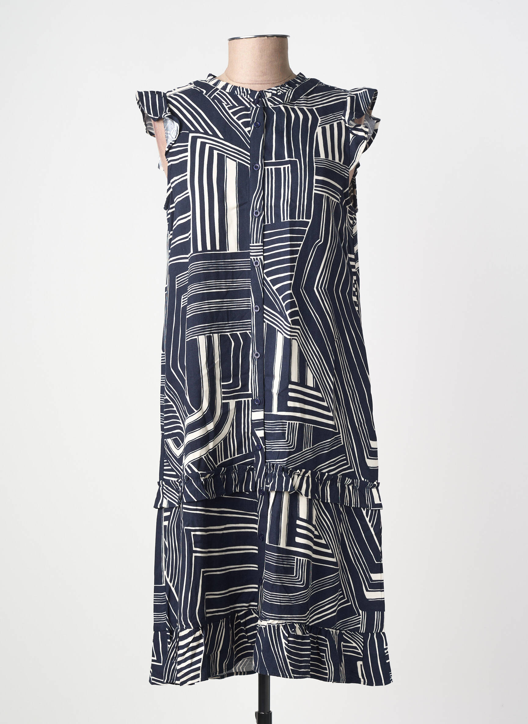 Rochie midi imprimeu fantezie mâneci scurte albastru STREET ONE femeie