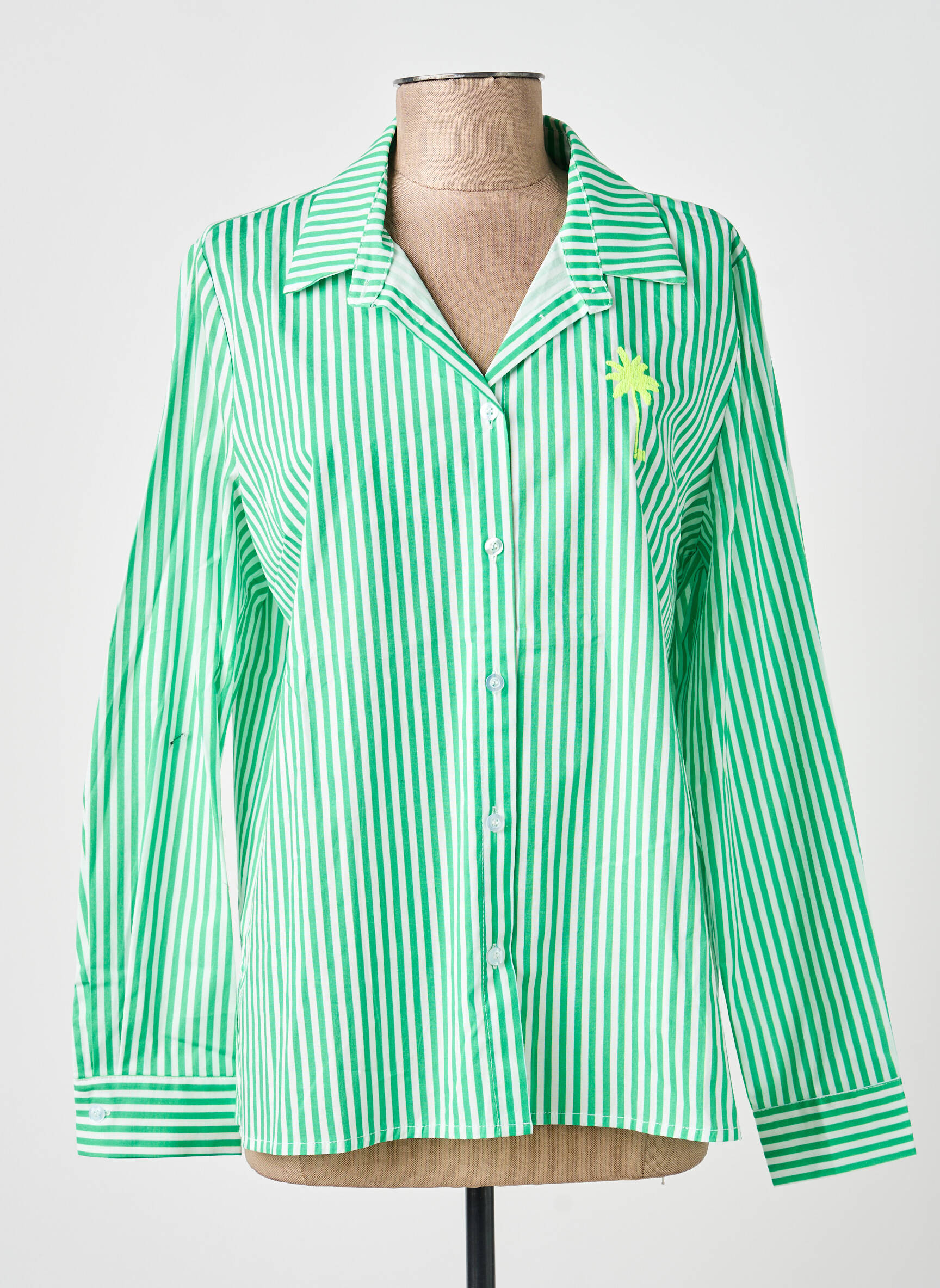 Cămașă țesătură poplin mâneci lungi verde ANOUK ET NINON femeie