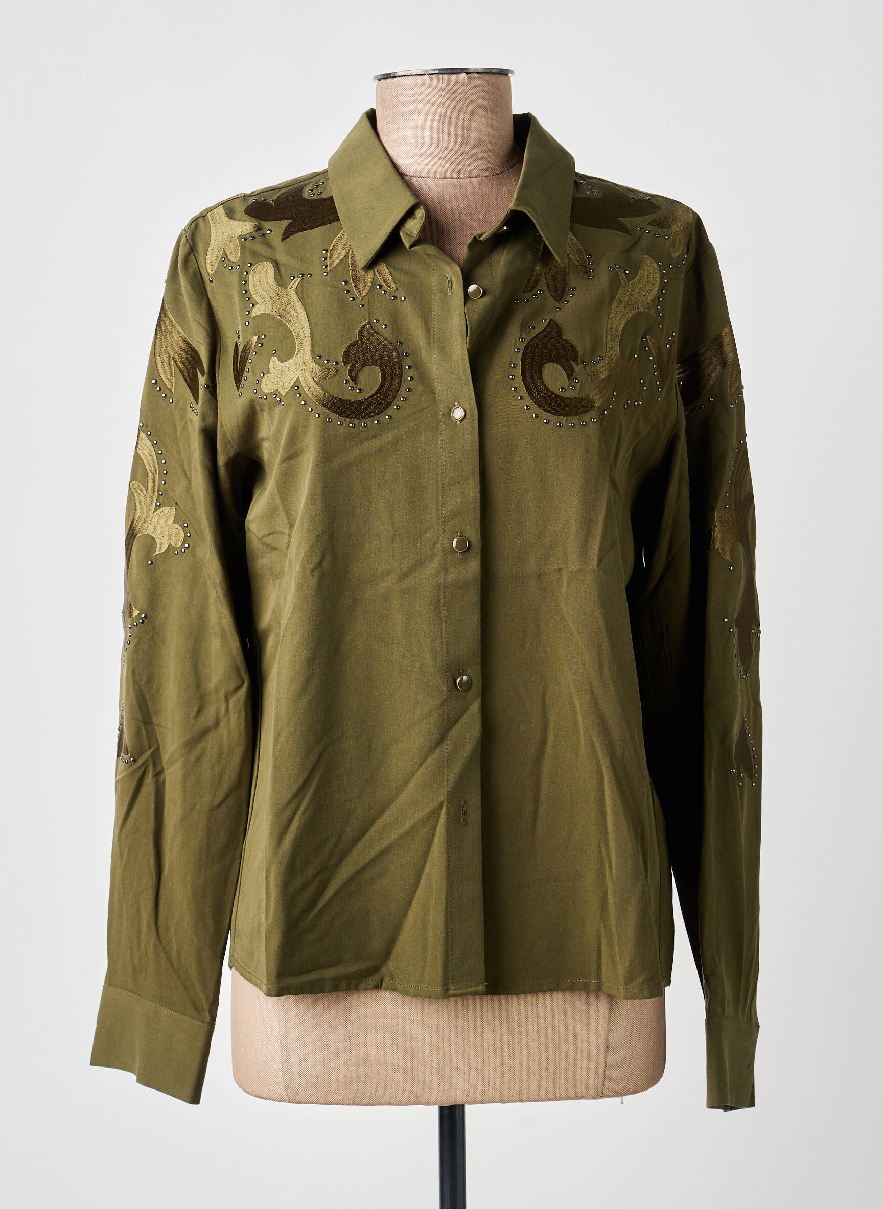 Cămașă țesătură crep mâneci lungi verde FREEMAN T.PORTER femeie