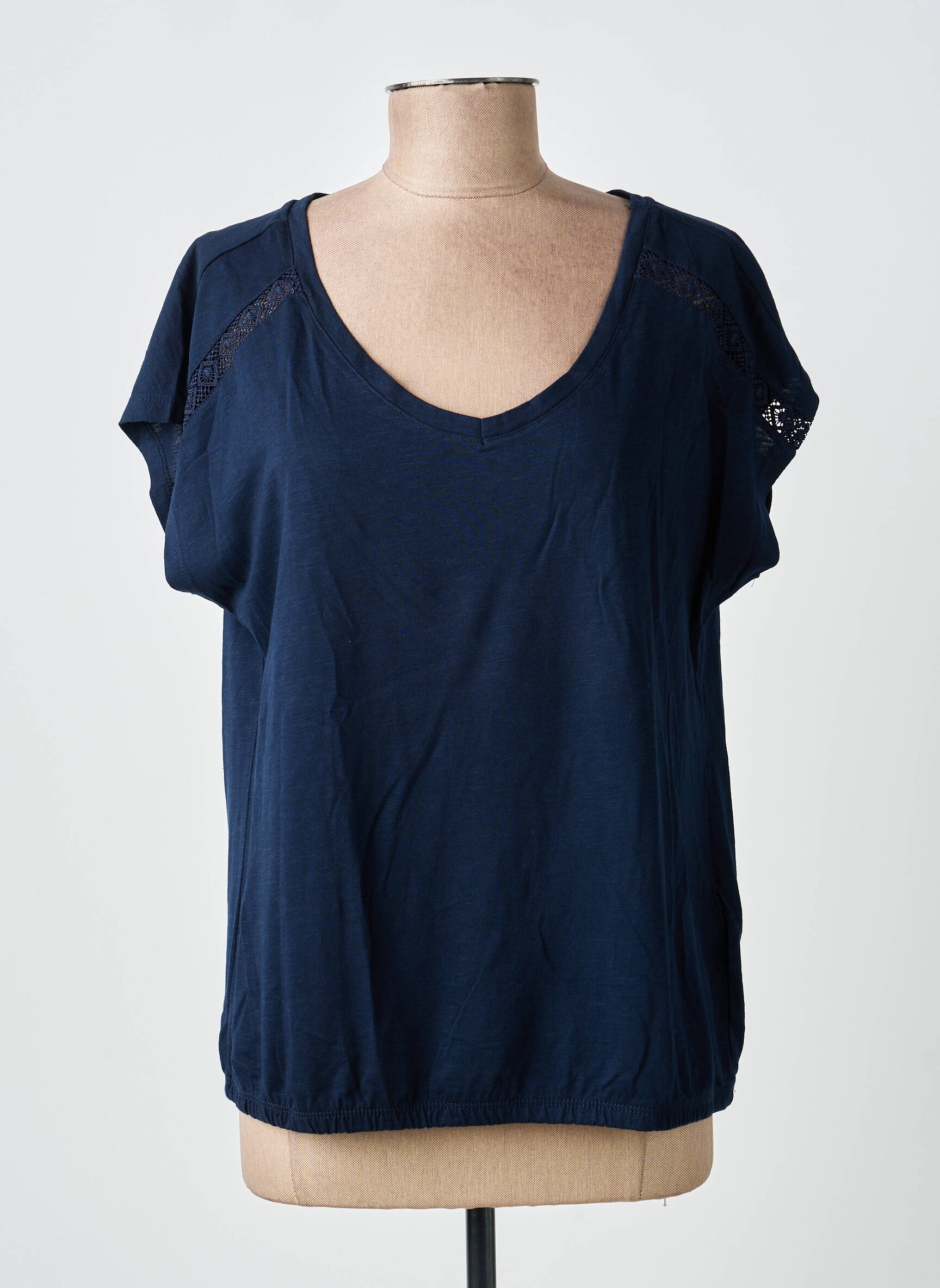Tricou guler în v mâneci scurte albastru STREET ONE femeie