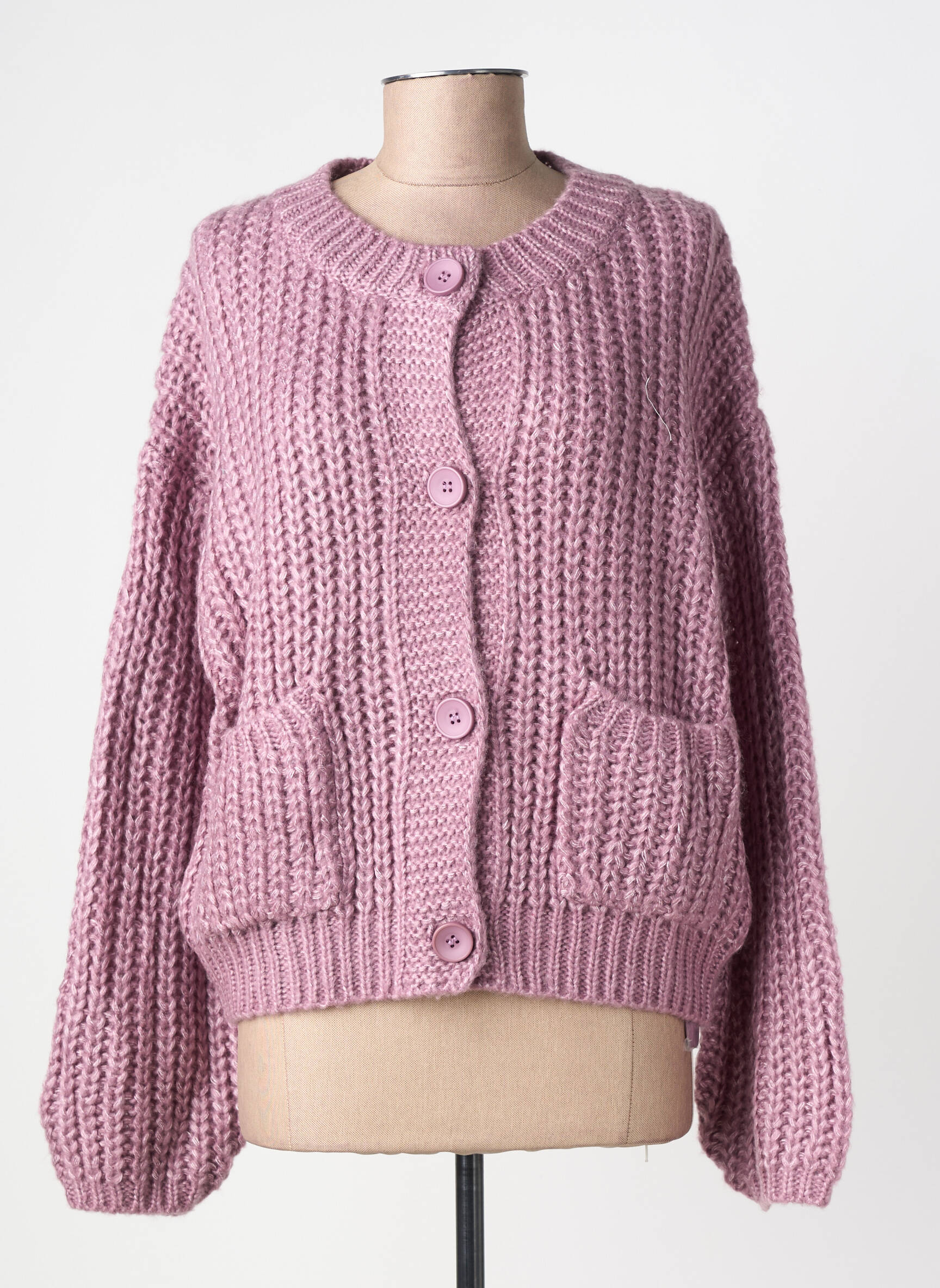 Vestă cu mâneci lungi guler rotund violet MOLLY BRACKEN femeie