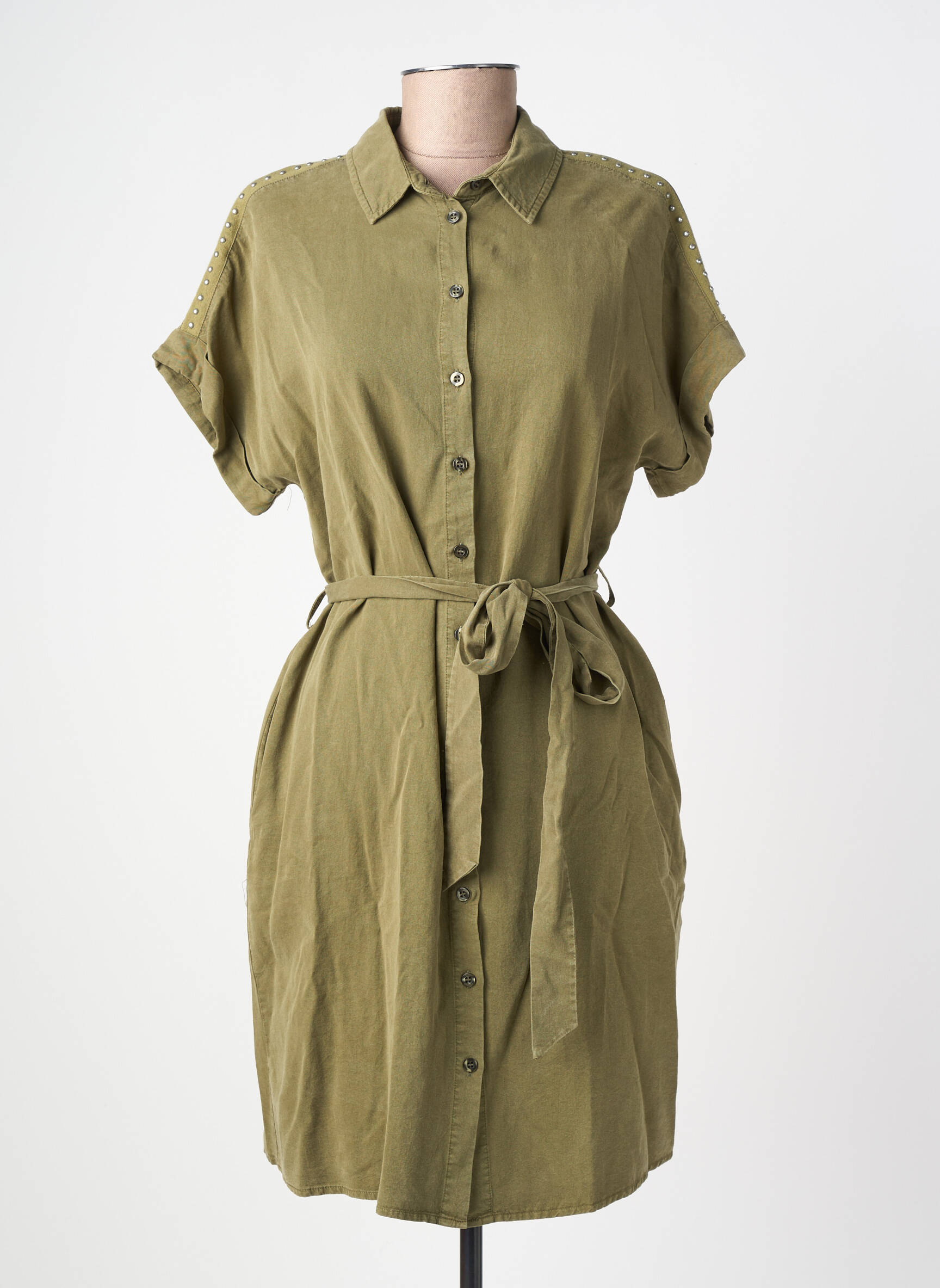 Rochie midi mâneci scurte mâneci scurte verde FREEMAN T.PORTER femeie