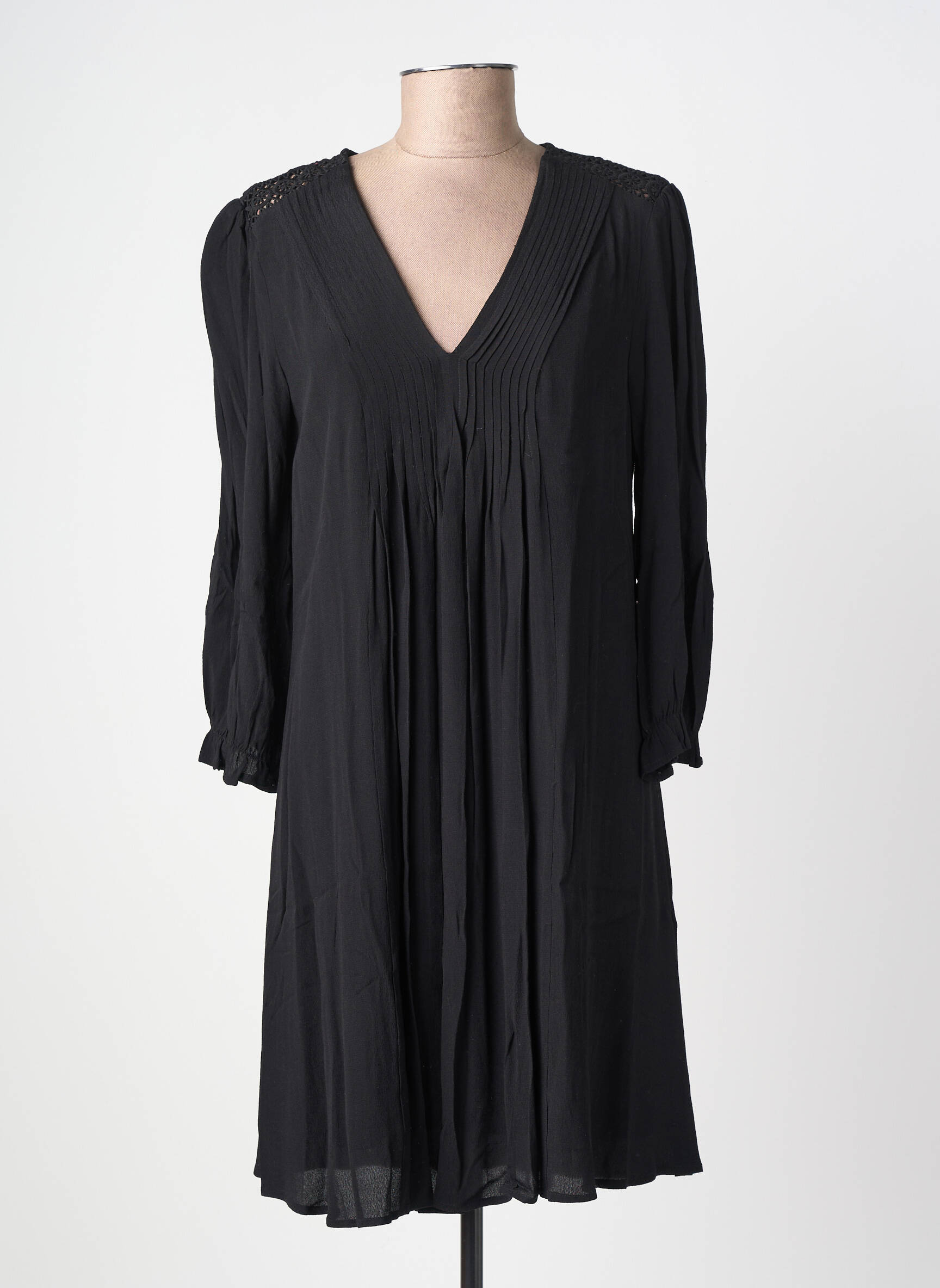 Rochie midi croială fluidă mâneci lungi negru FREEMAN T.PORTER femeie