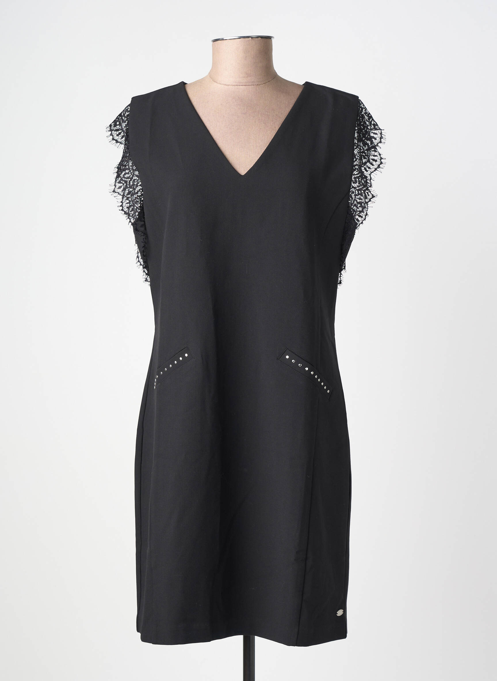 Rochie scurtă închidere cu fermoar la spate mâneci scurte negru FREEMAN T.PORTER femeie