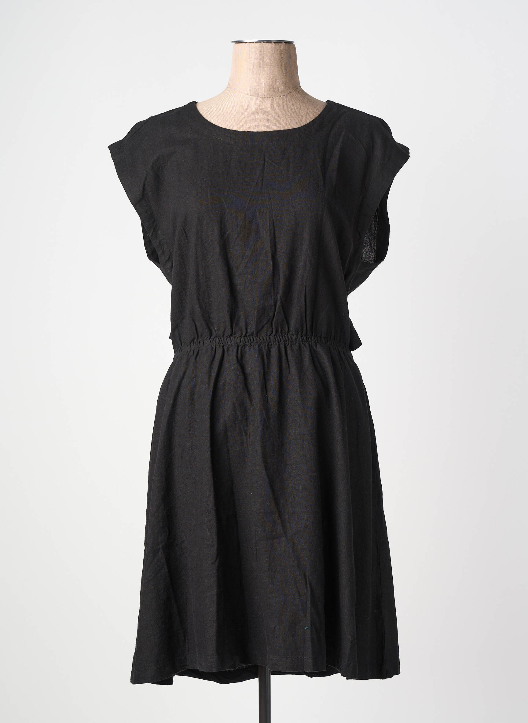 Rochie midi mâneci scurte mâneci scurte negru ICHI femeie