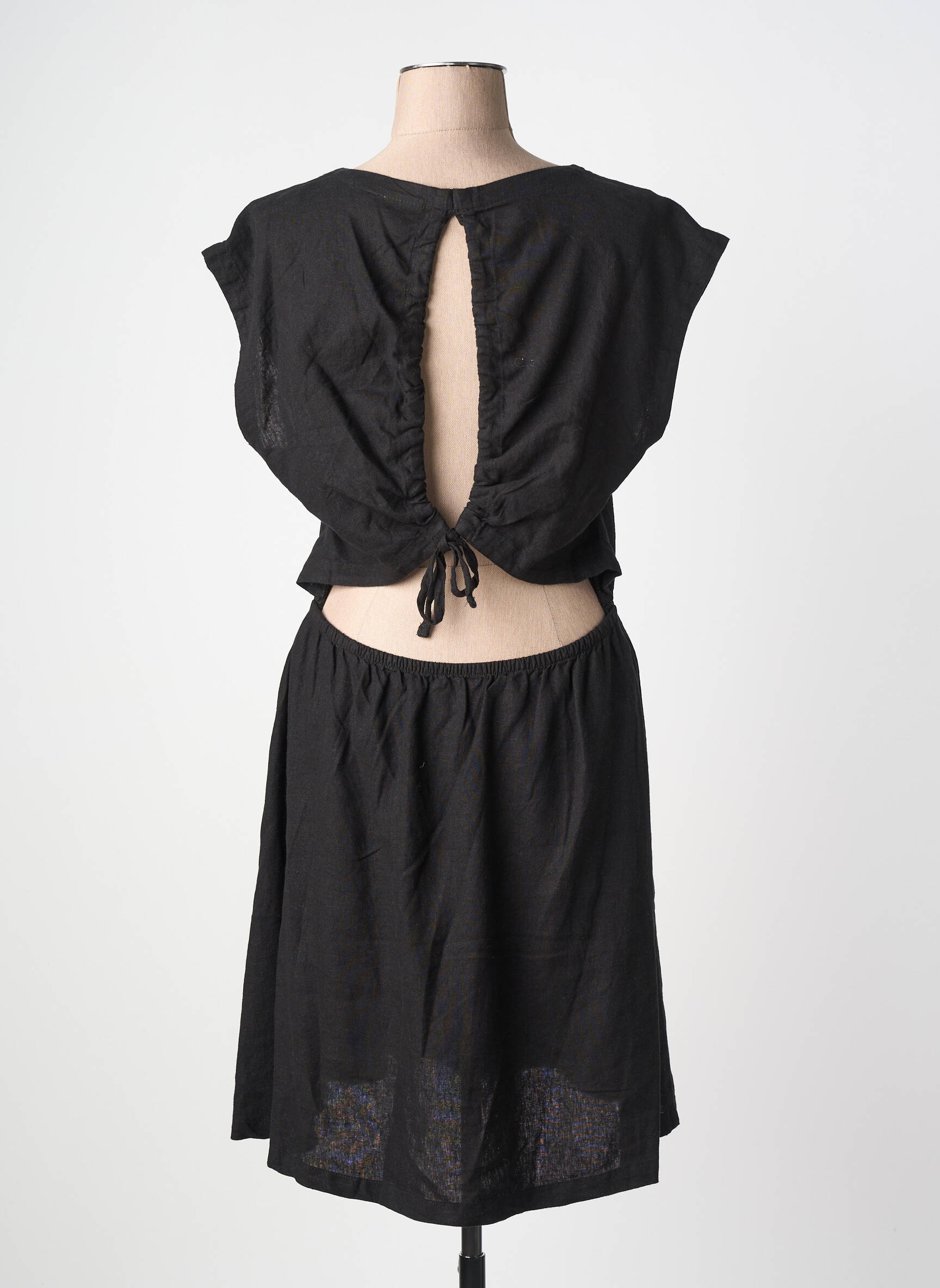 Rochie midi mâneci scurte mâneci scurte negru ICHI femeie