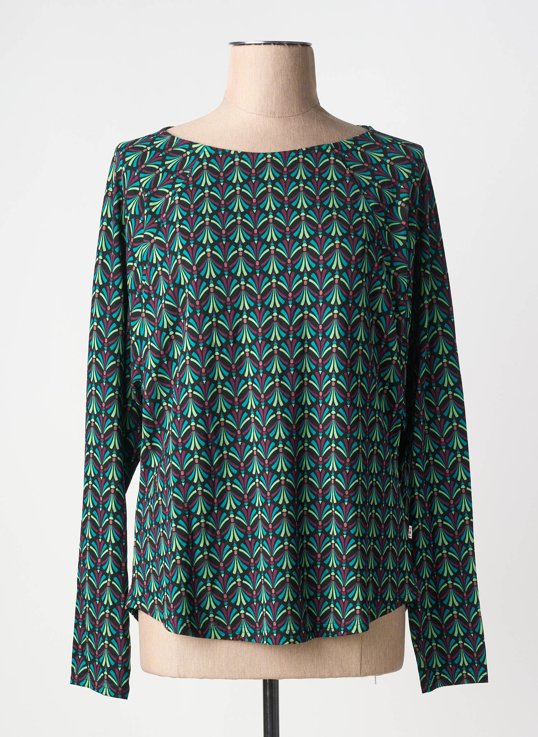 Top elasticitate mâneci lungi verde BLUTSGESCHWISTER femeie