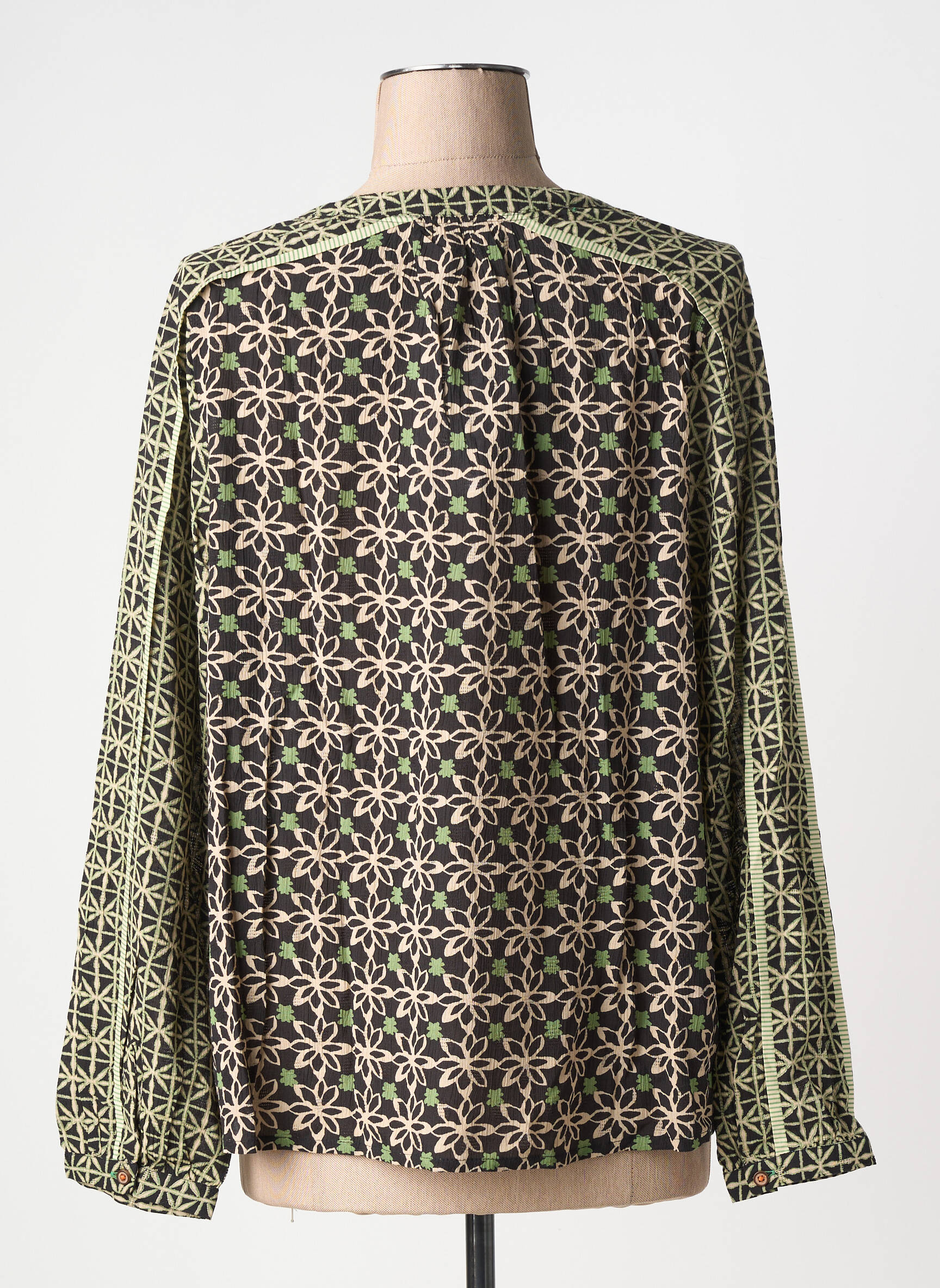 Top țesătură crep mâneci lungi verde WHITE STUFF femeie