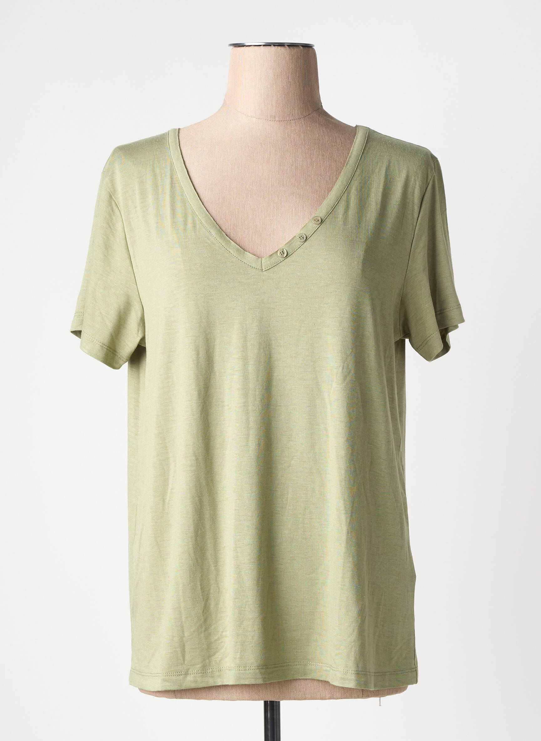 Top elasticitate mâneci scurte verde FREEMAN T.PORTER femeie