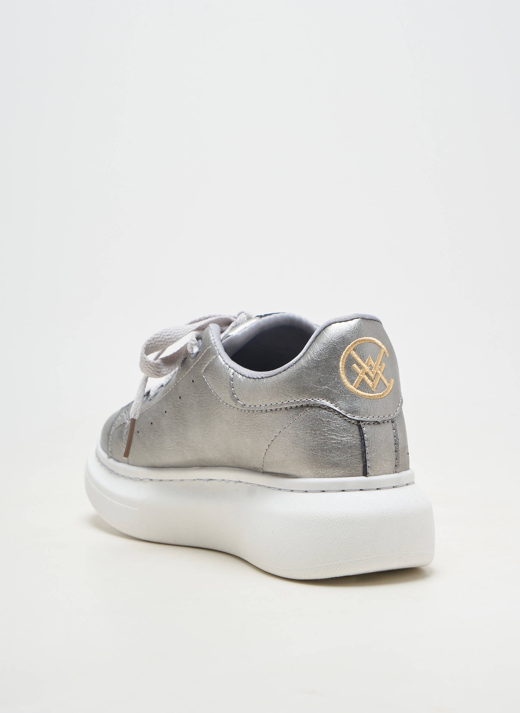 Adidași material neted toc plat până la 3 cm argintiu CHATTAWAK femeie