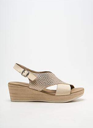 Sandale/pantofi decupați material neted toc de 4 la 6 cm bej DORKING femeie