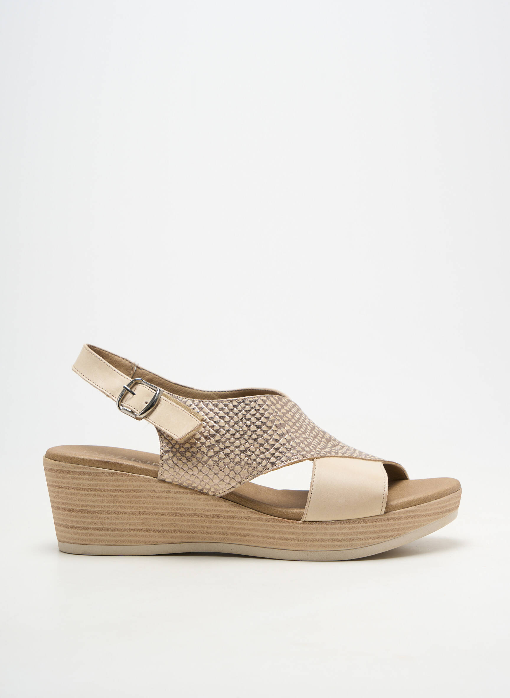Sandale/pantofi decupați material neted toc de 4 la 6 cm bej DORKING femeie