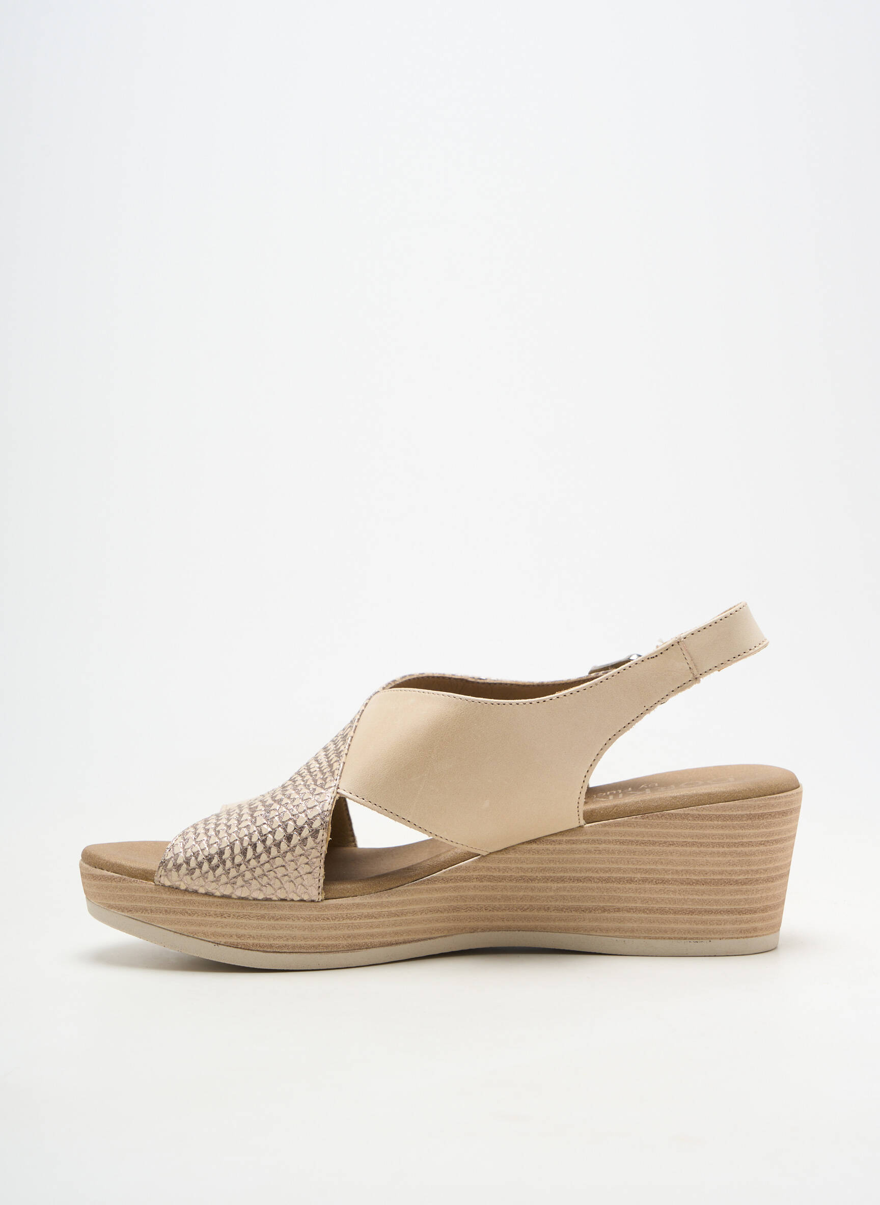 Sandale/pantofi decupați material neted toc de 4 la 6 cm bej DORKING femeie
