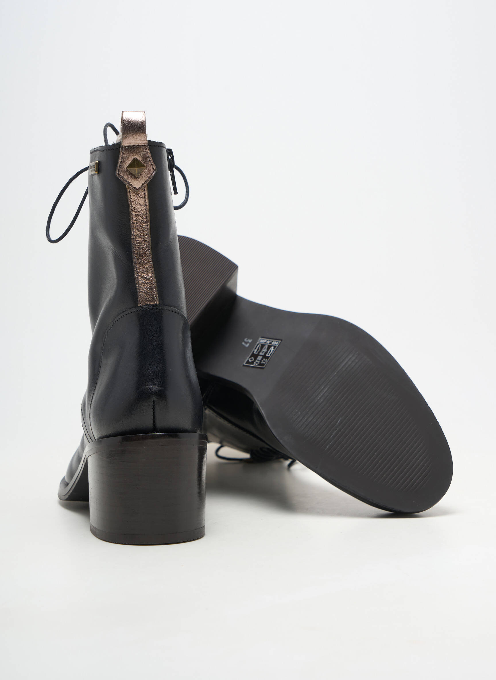 Botine/ghete închidere cu fermoar și șireturi toc de 4 la 6 cm negru LES TROPEZIENNES PAR M.BELARBI femeie