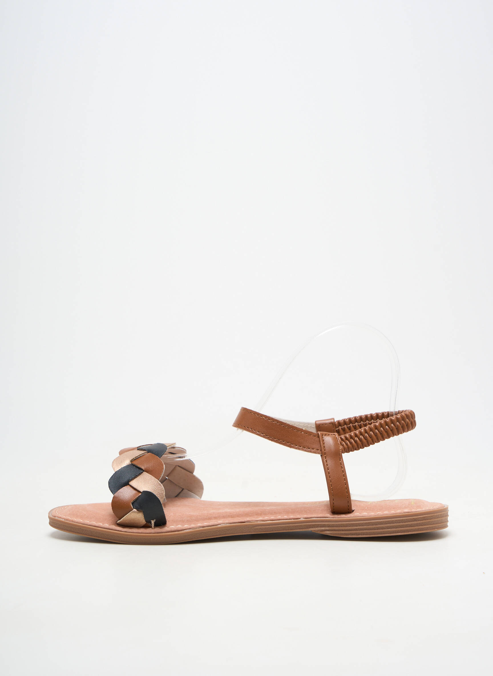 Sandale/pantofi decupați material neted toc plat până la 3 cm maro LPB LES PETITES BOMBES  femeie