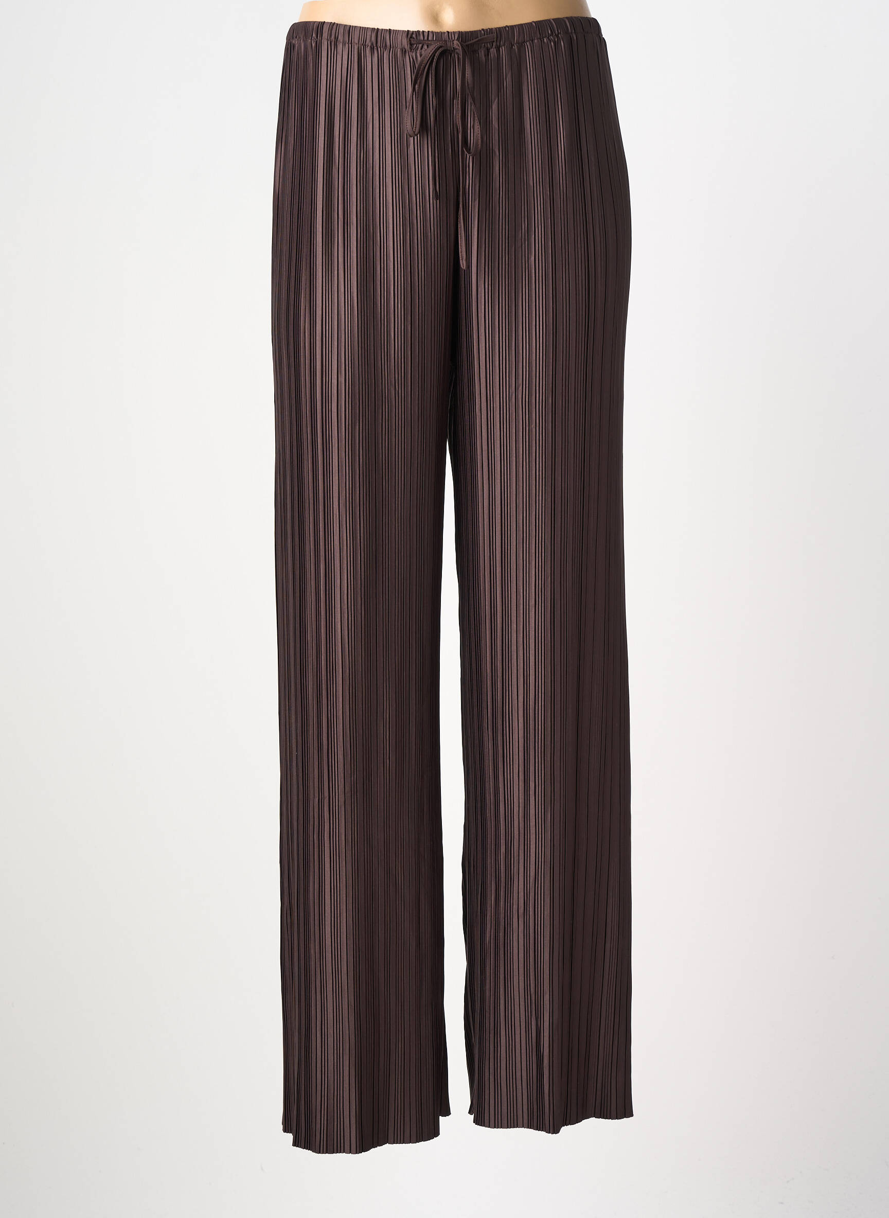 Pantalon drept țesătură crep mărime normală maro GRACE & MILA femeie