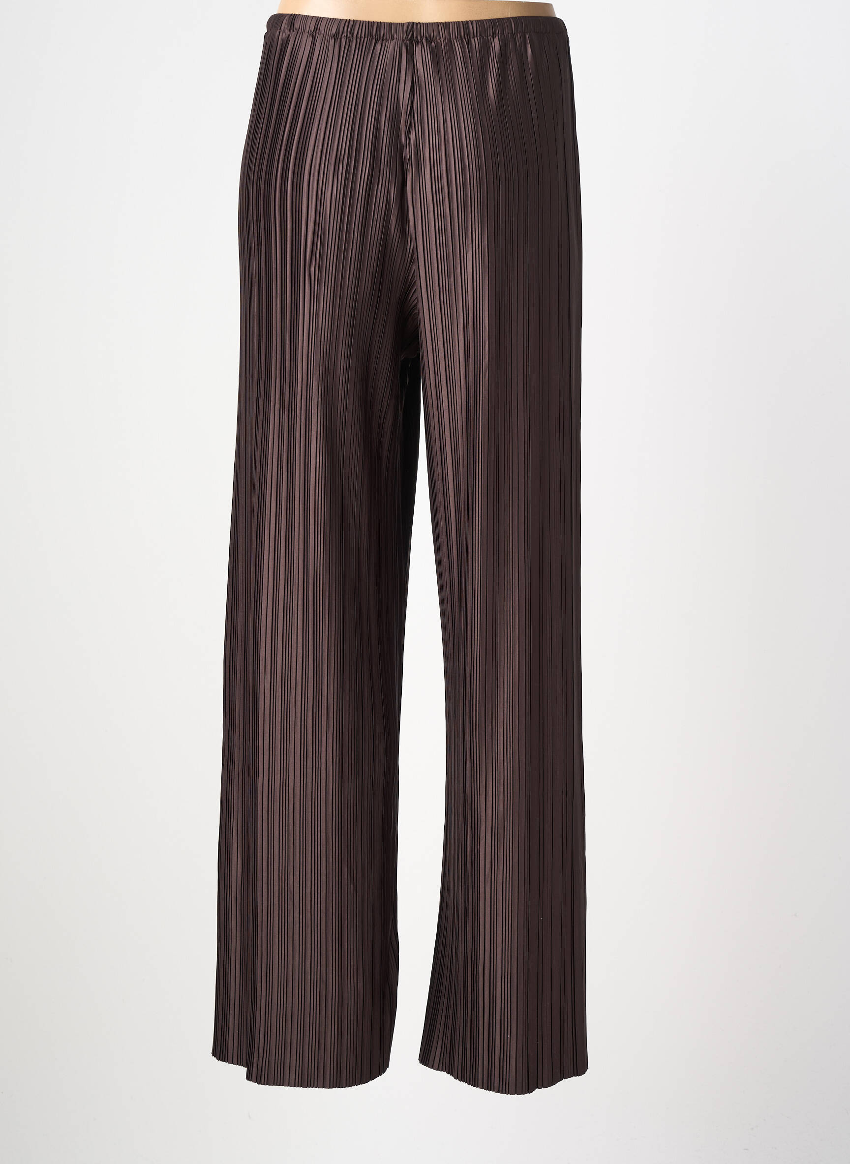 Pantalon drept țesătură crep mărime normală maro GRACE & MILA femeie