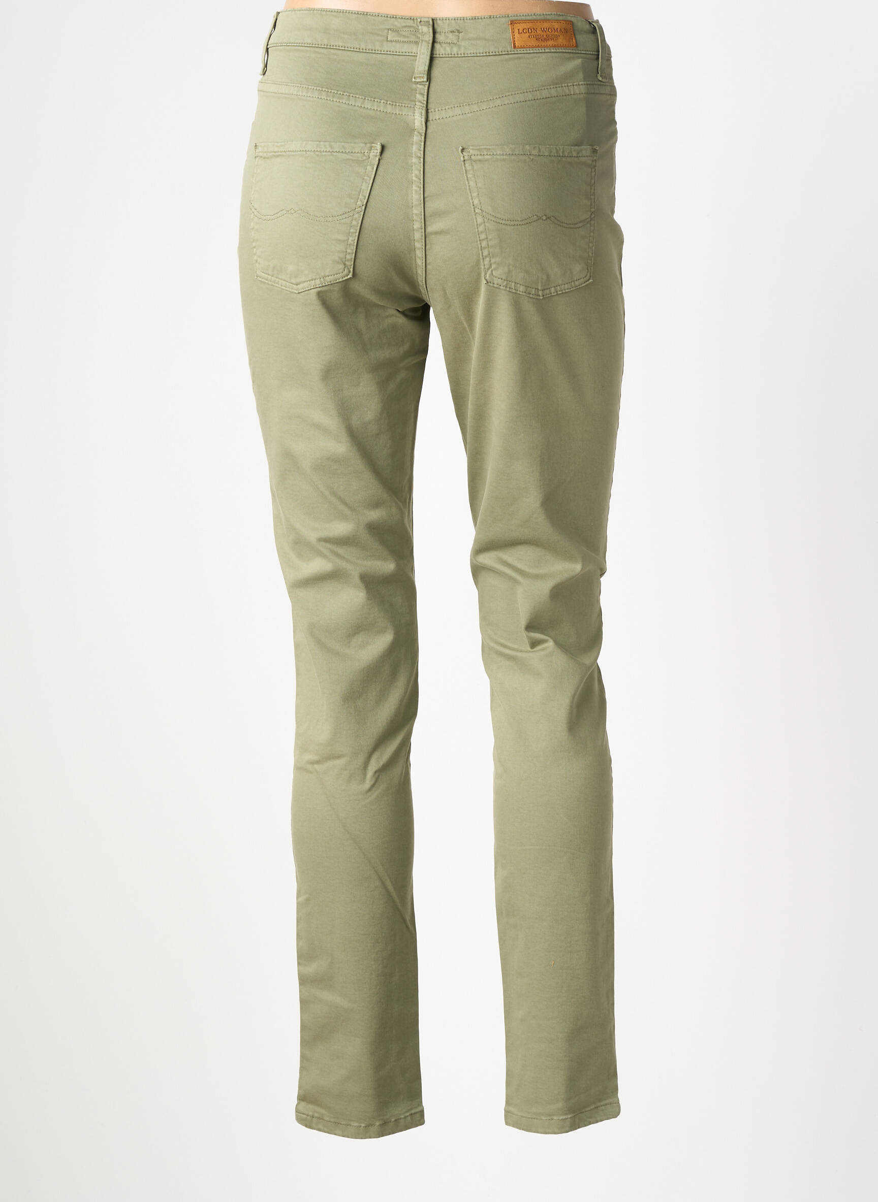 Pantalon slim țesătură poplin mărime normală verde LCDN femeie