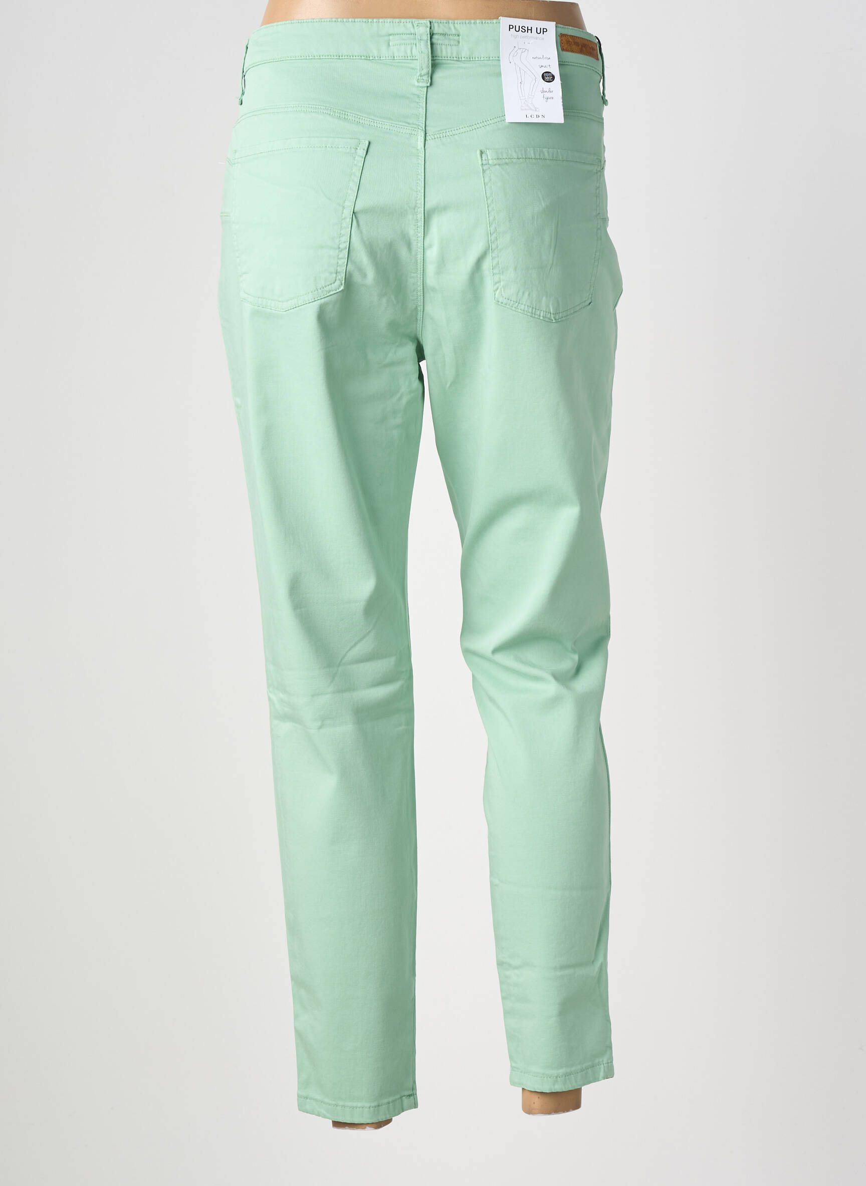 Pantalon slim țesătură poplin mărime normală verde LCDN femeie