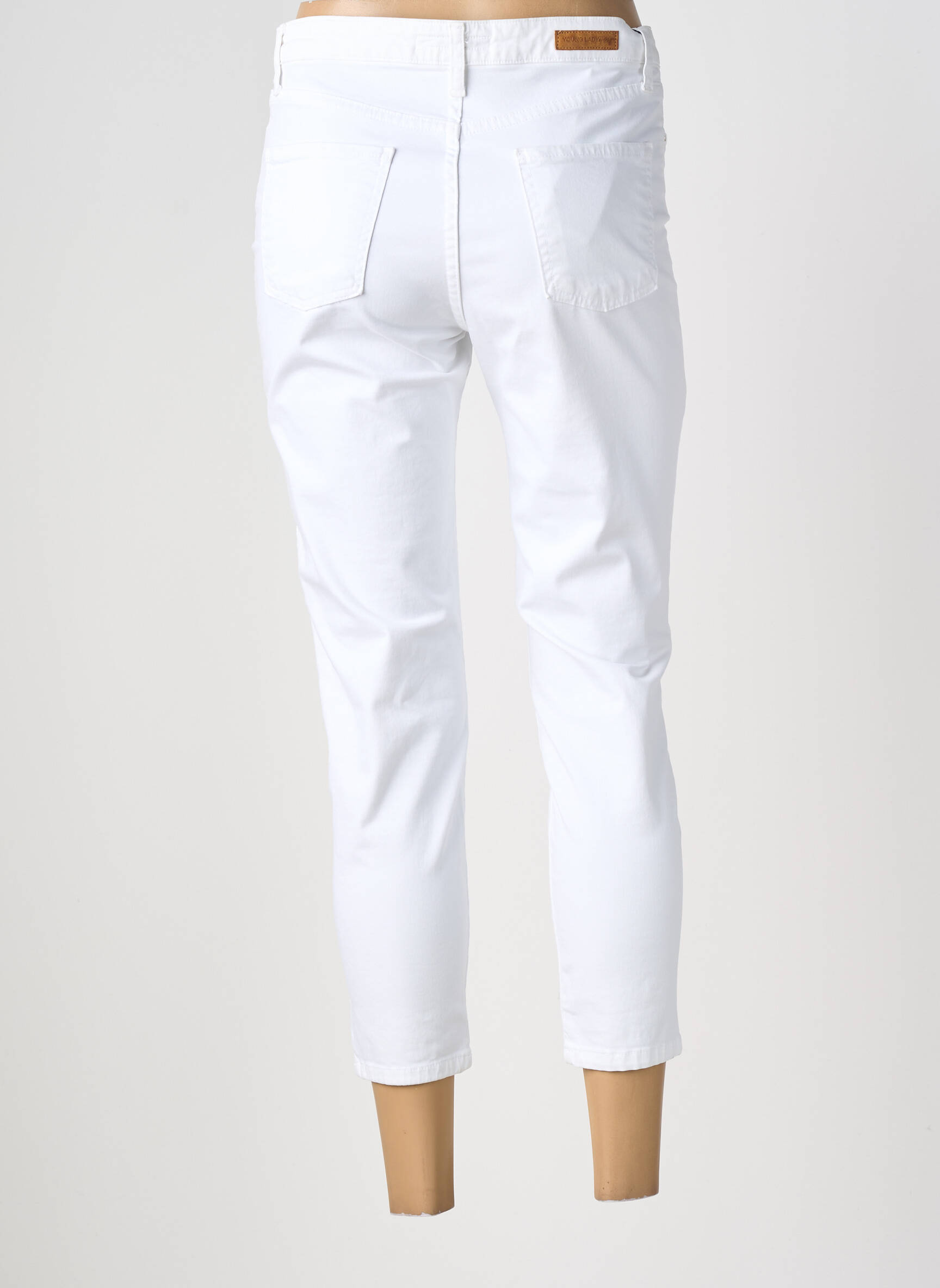 Pantalon slim țesătură poplin mărime normală alb LCDN femeie