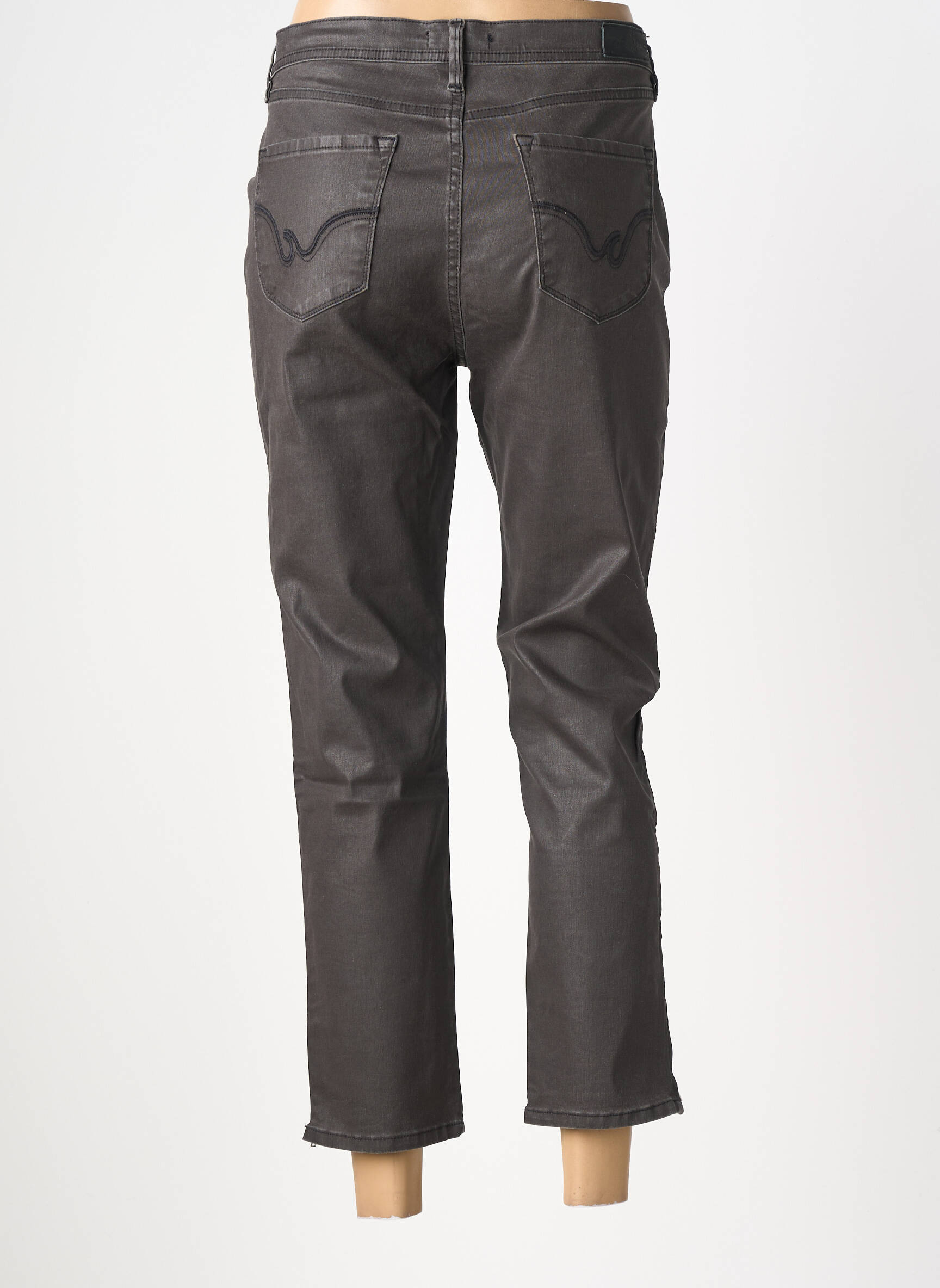 Pantalon slim țesătură poplin mărime normală gri IMPACT femeie