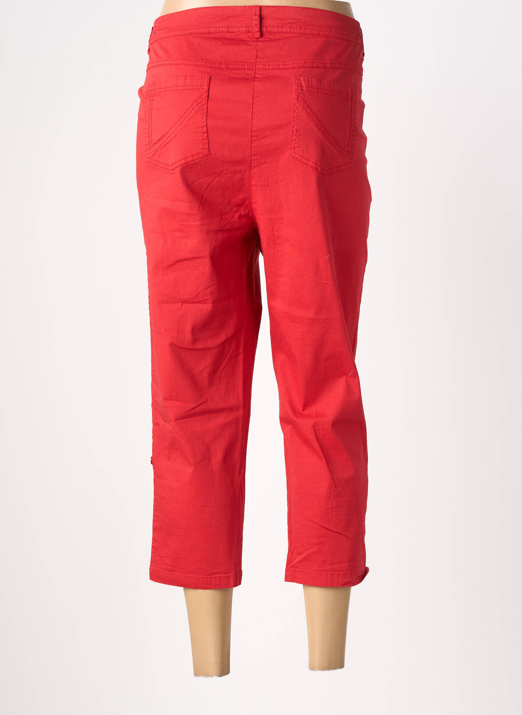 Pantalon trei sferturi țesătură poplin mărime normală roșu AGATHE & LOUISE femeie