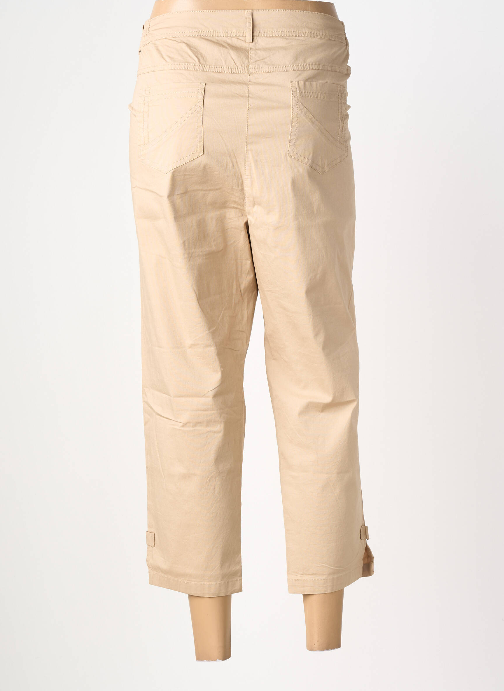 Pantalon trei sferturi țesătură poplin mărime normală bej AGATHE & LOUISE femeie