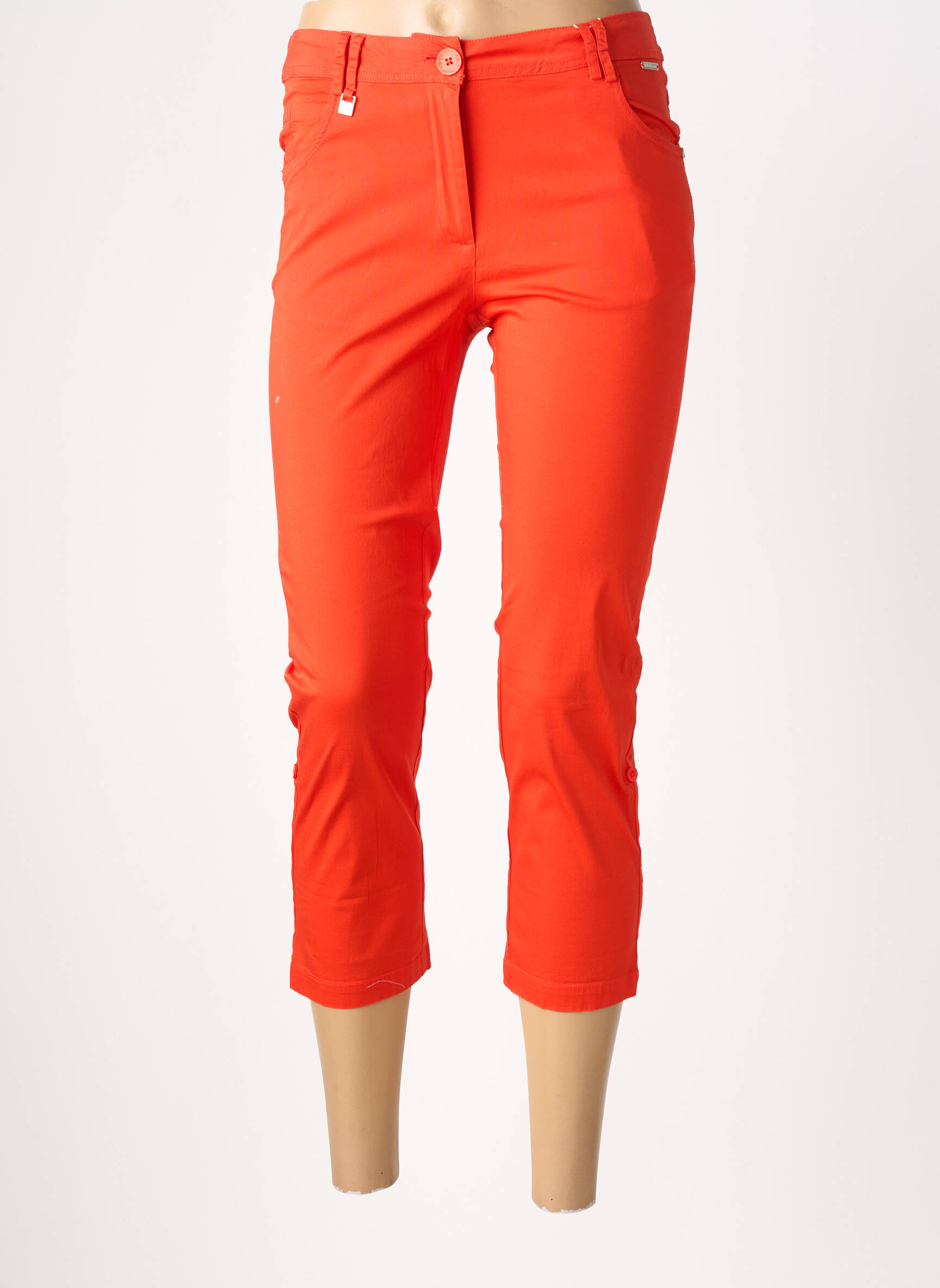 Pantalon trei sferturi țesătură poplin portocalie AGATHE & LOUISE femeie