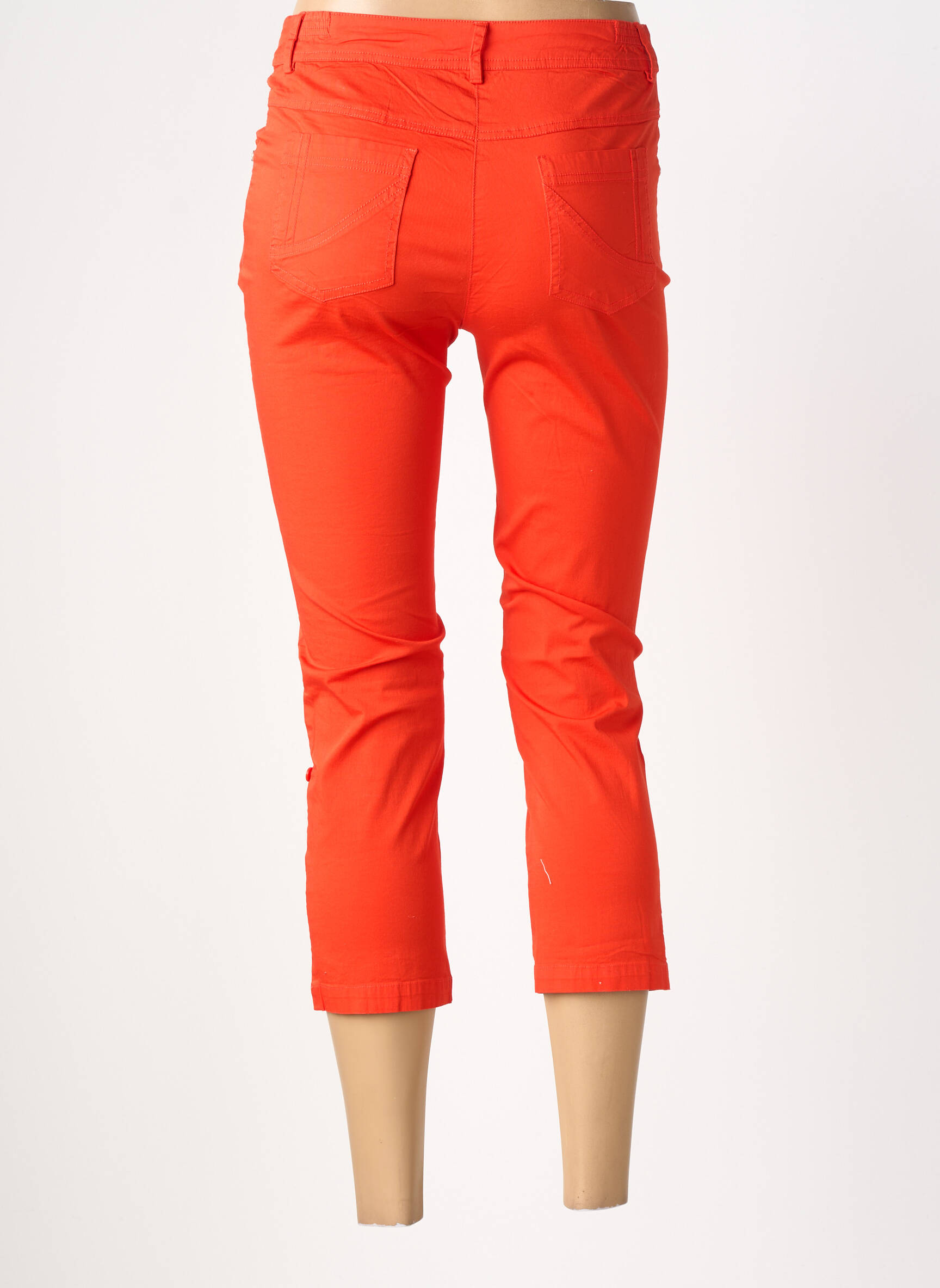 Pantalon trei sferturi țesătură poplin portocalie AGATHE & LOUISE femeie