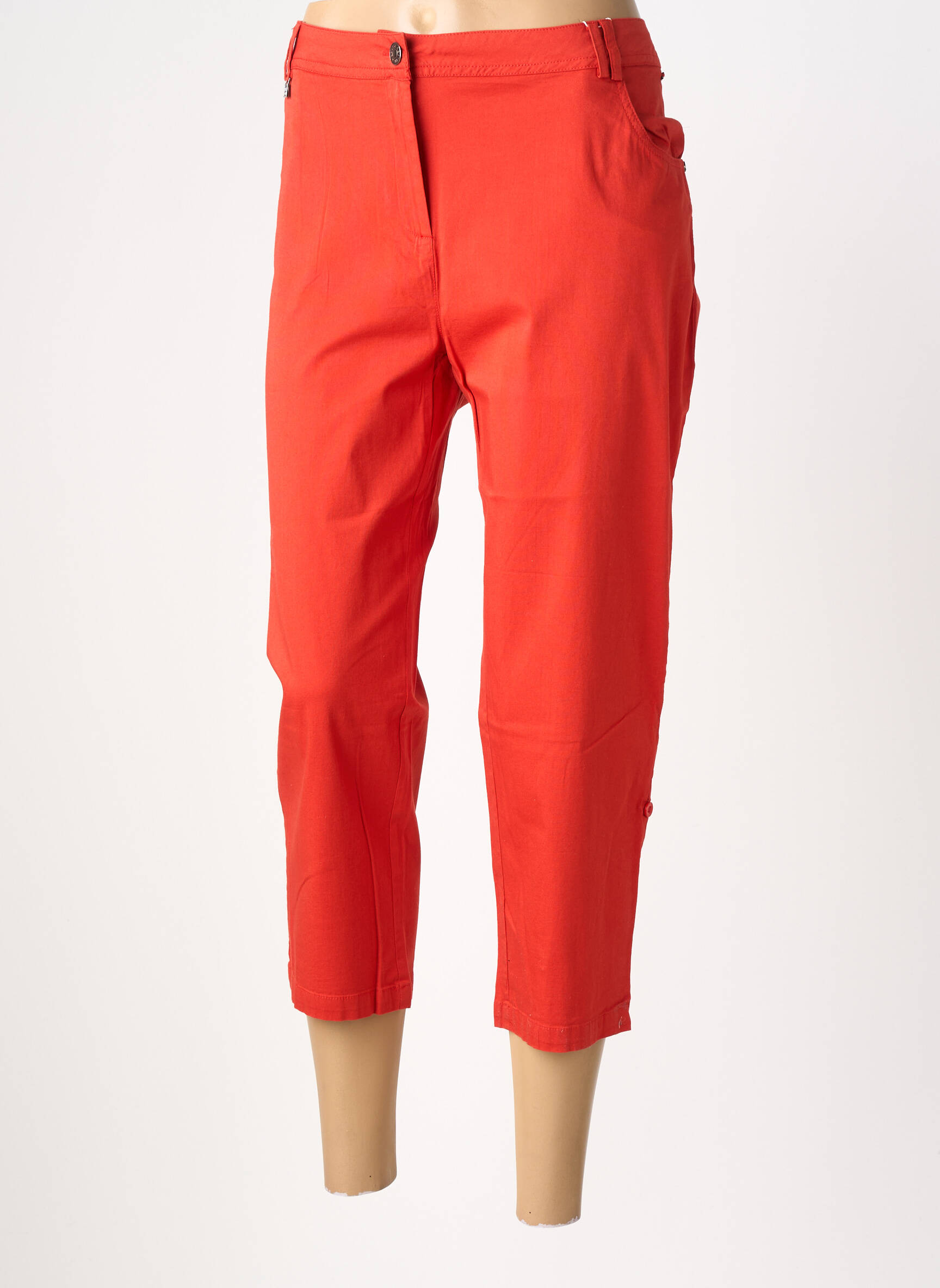 Pantalon trei sferturi țesătură poplin maro AGATHE & LOUISE femeie