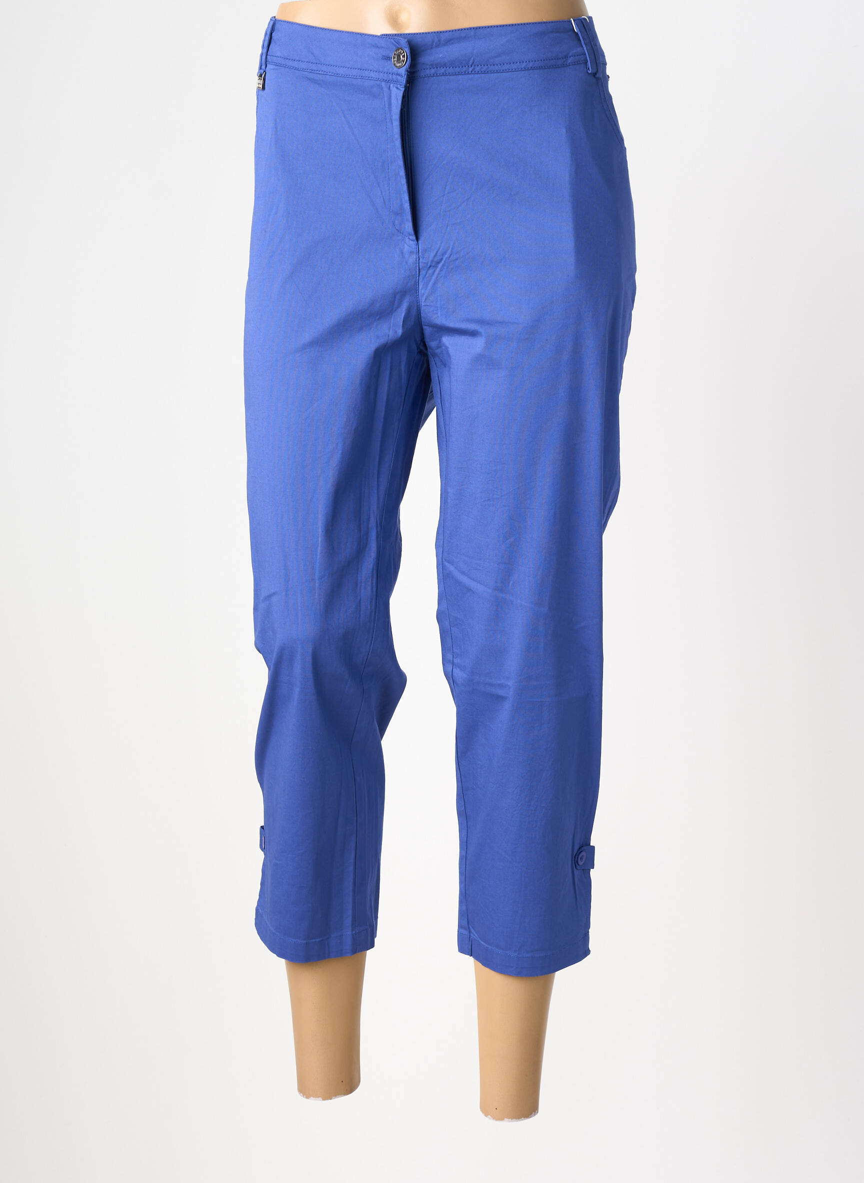 Pantalon trei sferturi țesătură poplin albastru AGATHE & LOUISE femeie
