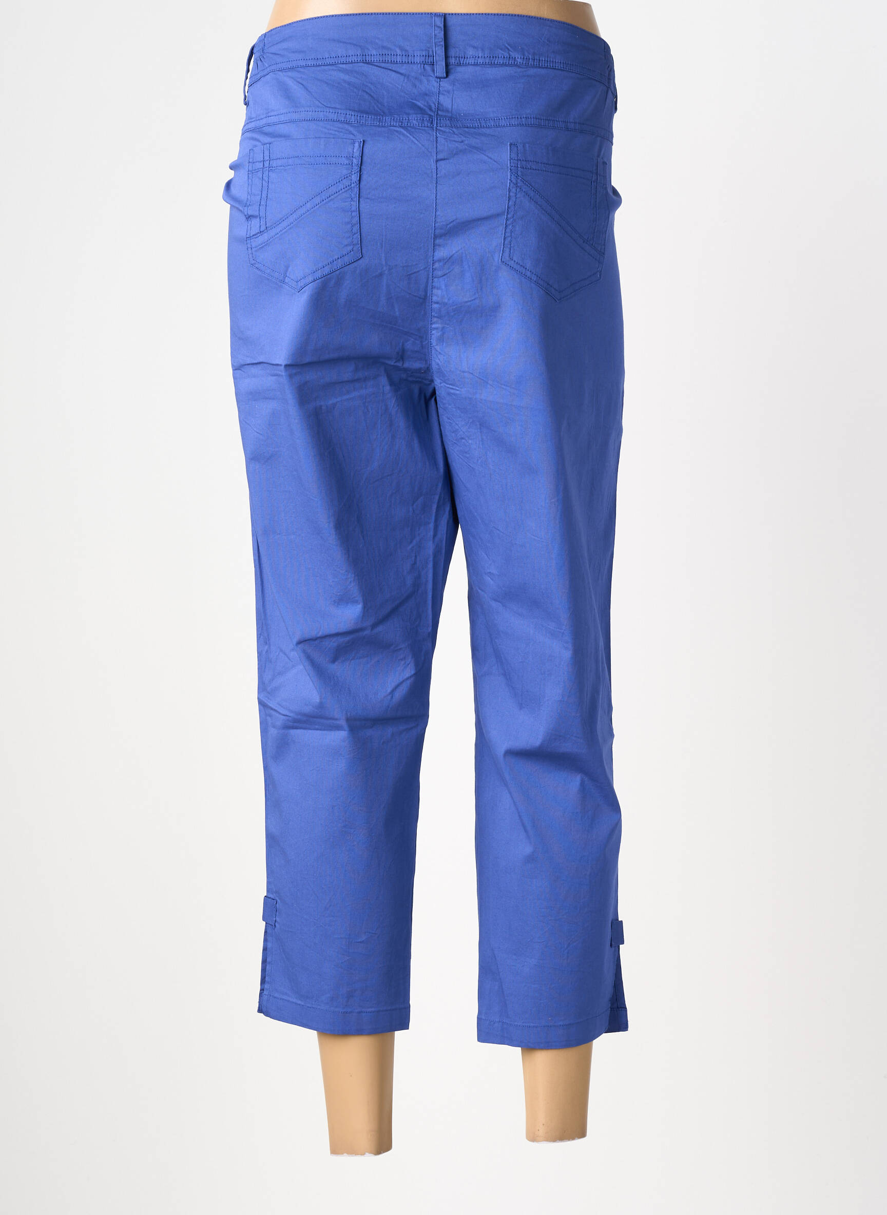 Pantalon trei sferturi țesătură poplin albastru AGATHE & LOUISE femeie