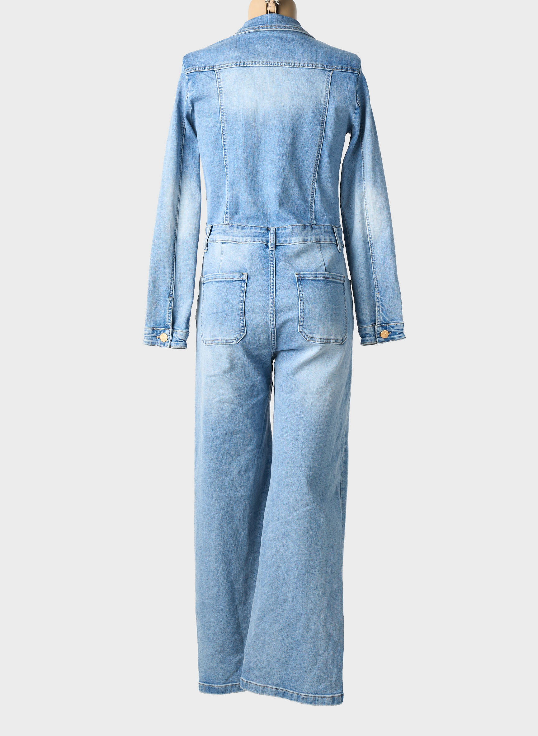 Salopetă-pantalon închidere cu nasturi pe față mâneci lungi albastru MAISON ONADO femeie
