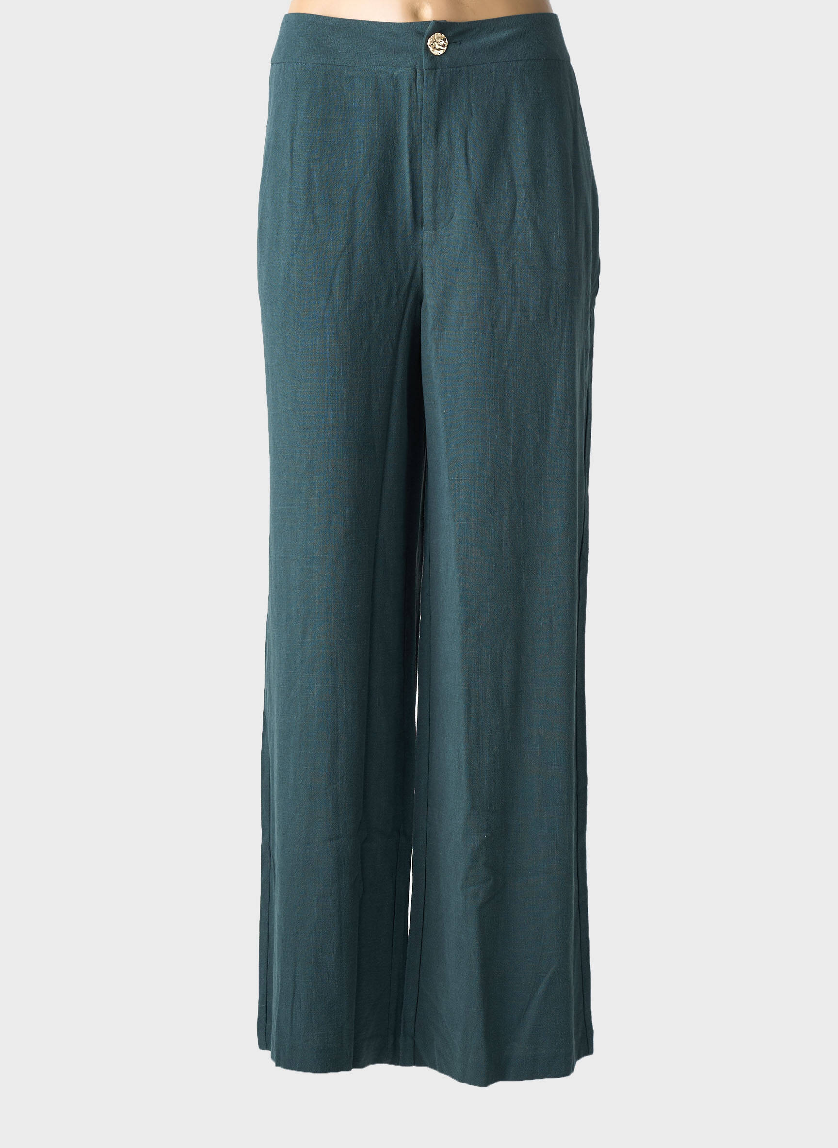 Pantalon drept închidere cu fermoar sub clapetă cu nasturi mărime normală verde TIFFOSI femeie
