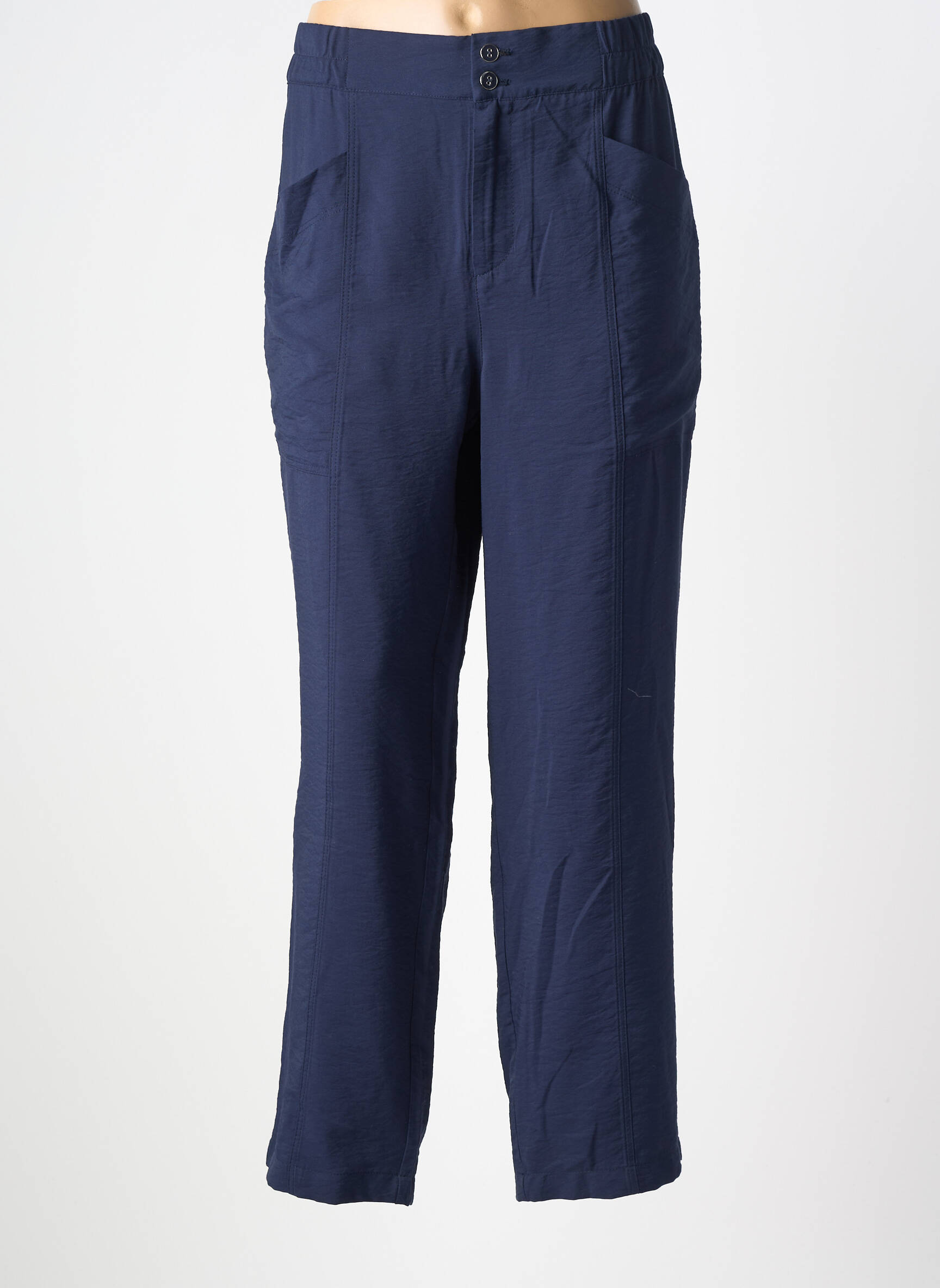 Pantalon drept talie elastică albastru STREET ONE femeie