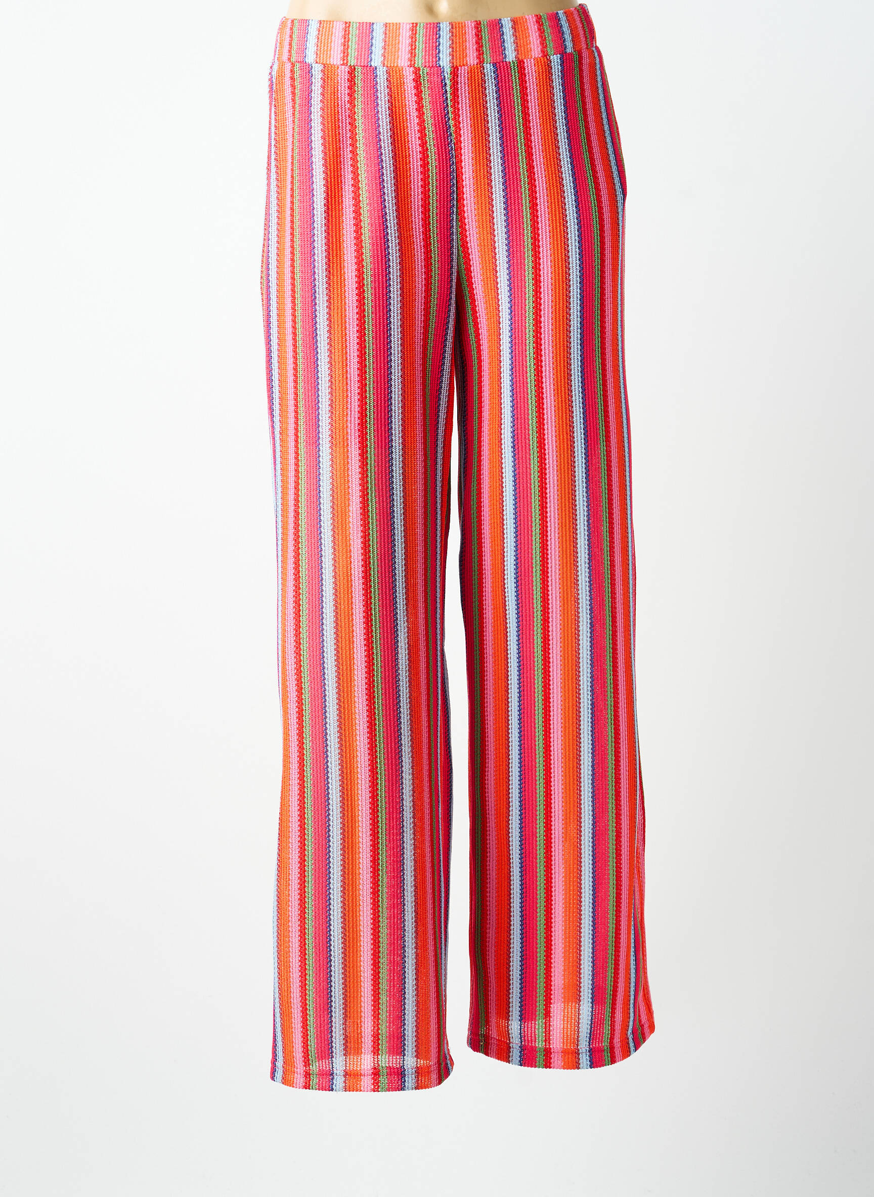 Pantalon drept talie elastică mărime normală roz ICHI femeie