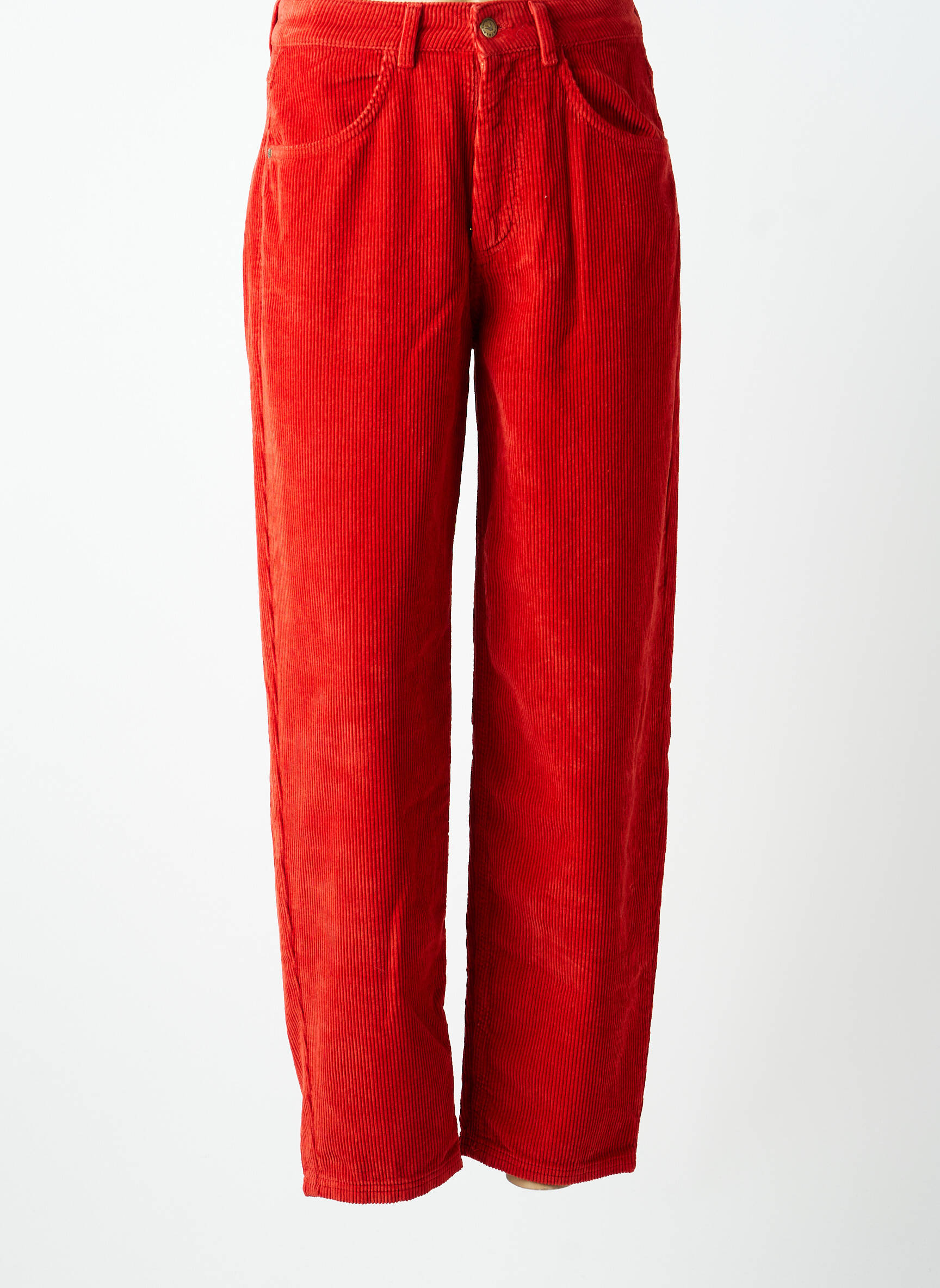 Pantalon drept elasticitate talie înaltă portocalie BLUTSGESCHWISTER femeie
