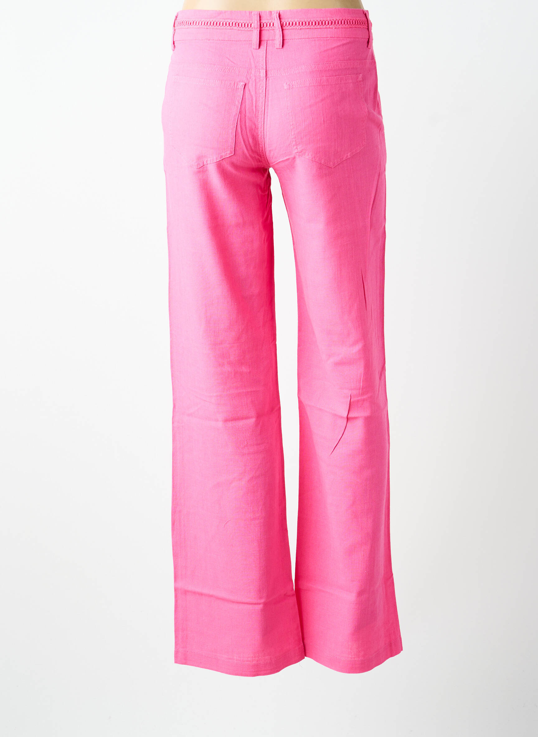 Pantalon drept țesătură crep talie joasă roz FREEMAN T.PORTER femeie