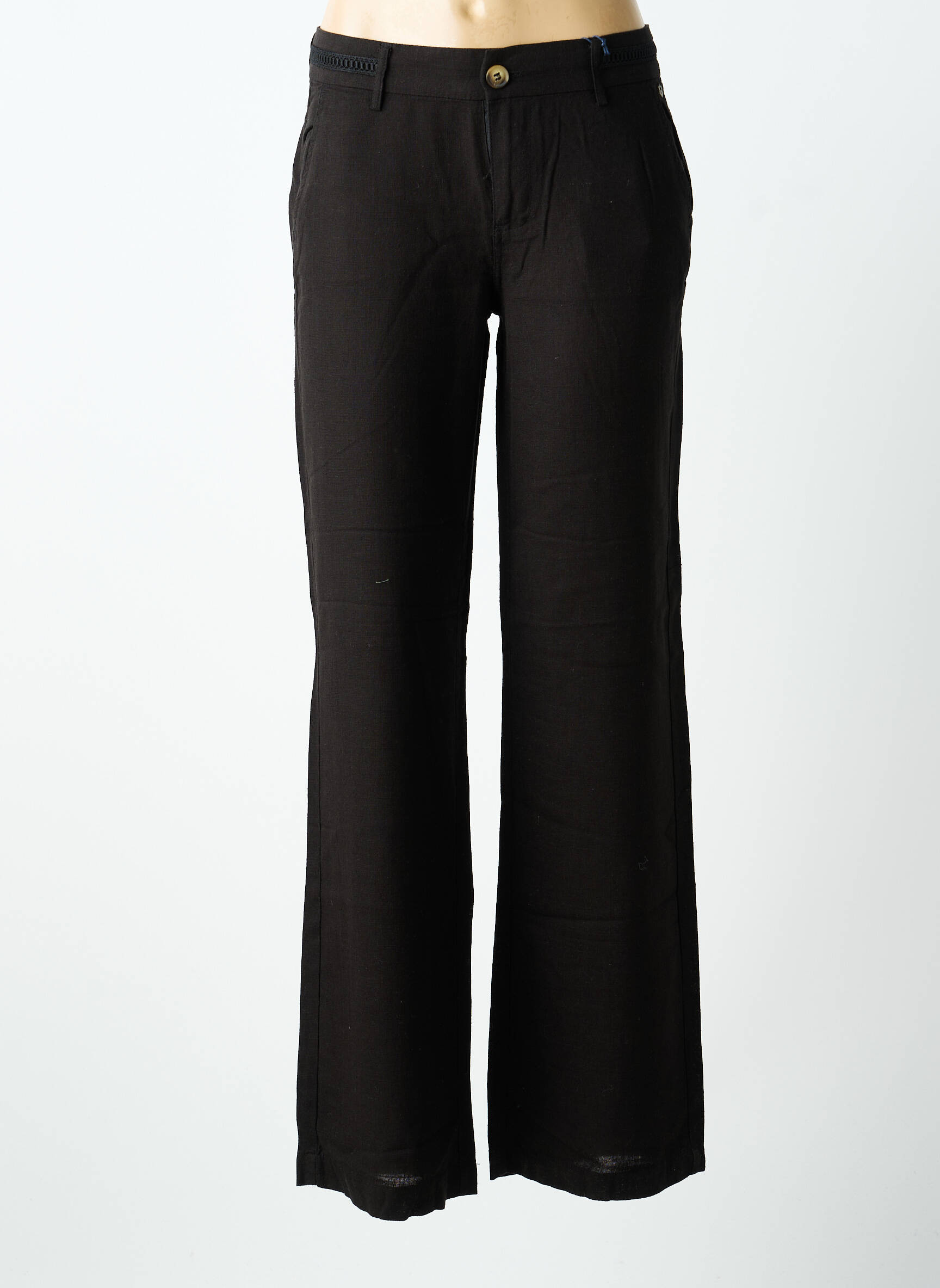 Pantalon drept țesătură crep talie joasă negru FREEMAN T.PORTER femeie