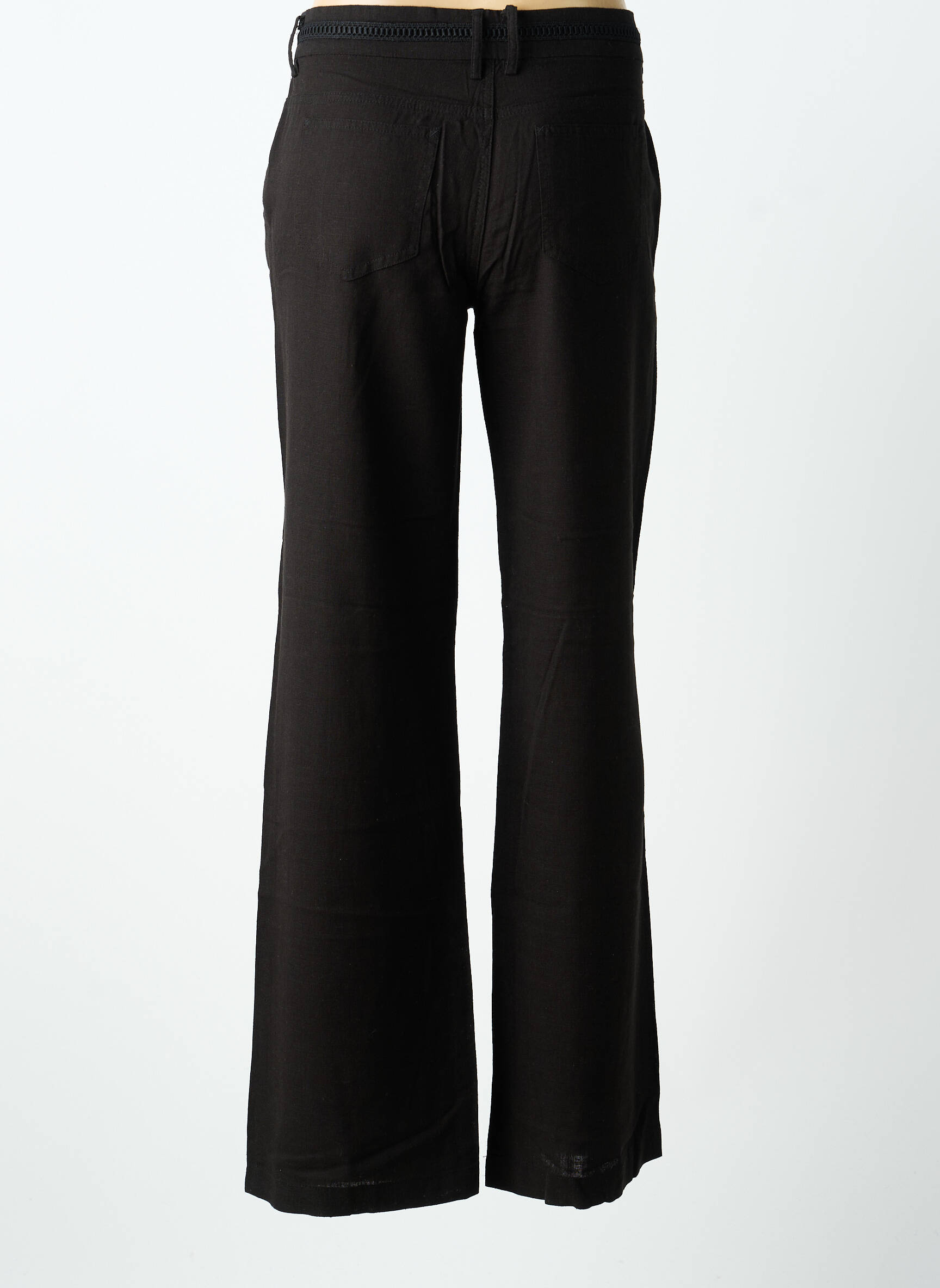 Pantalon drept țesătură crep talie joasă negru FREEMAN T.PORTER femeie