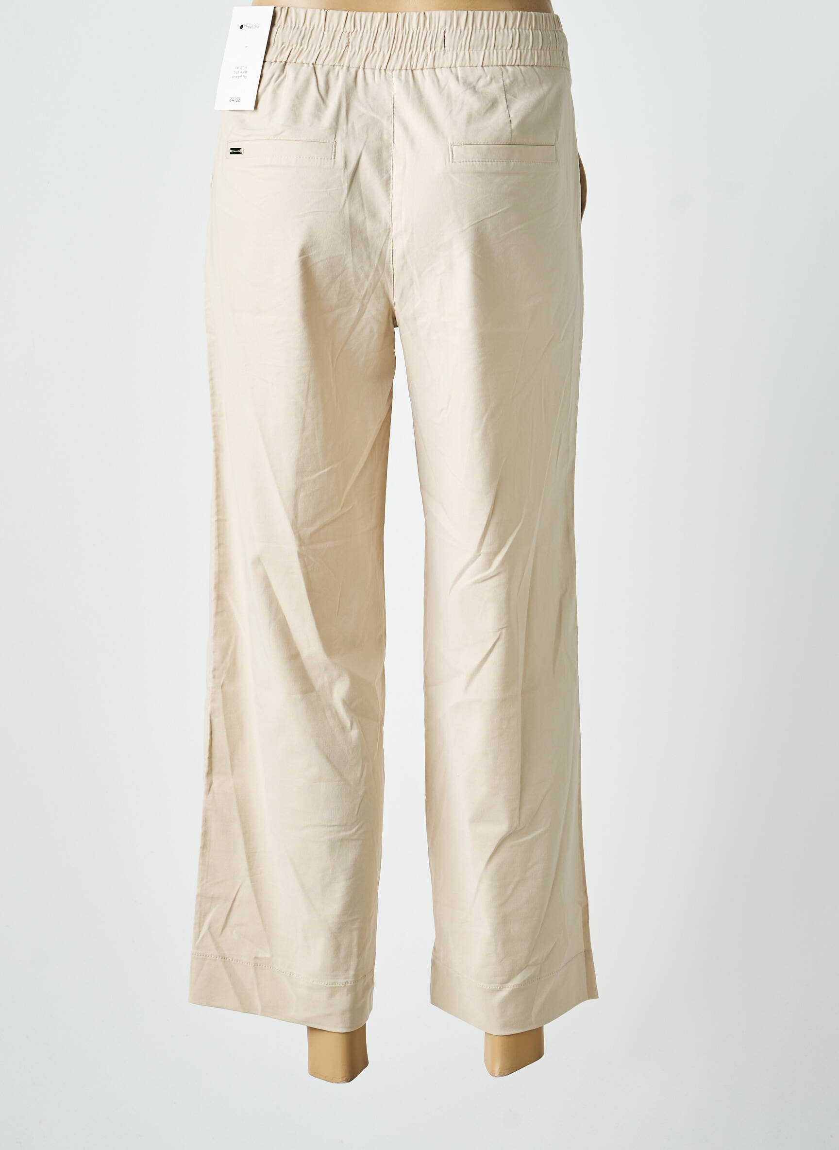 Pantalon 7/8 talie elastică mărime normală bej STREET ONE femeie