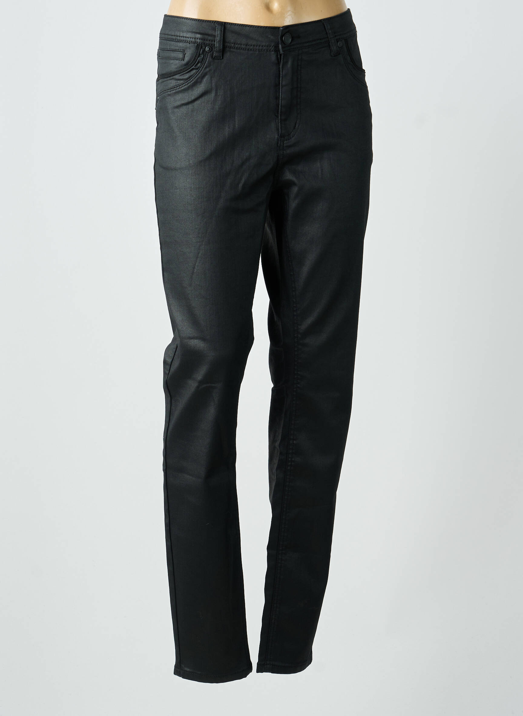 Pantalon slim țesătură acoperită mărime normală negru GEISHA femeie