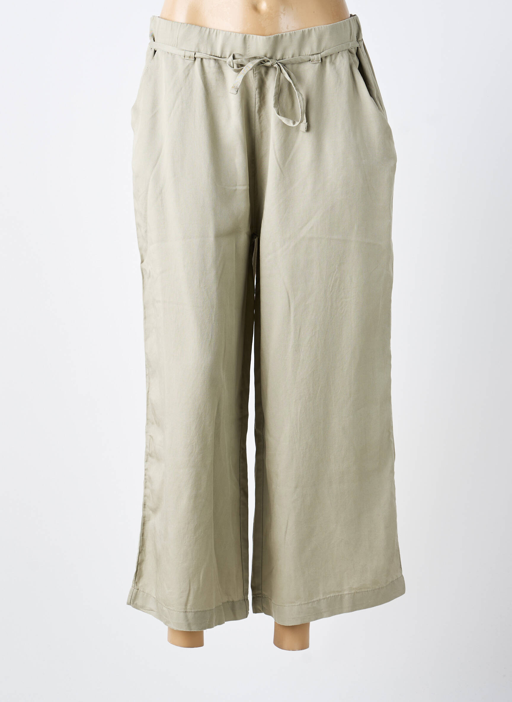 Pantalon trei sferturi talie elastică mărime normală verde TIFFOSI femeie