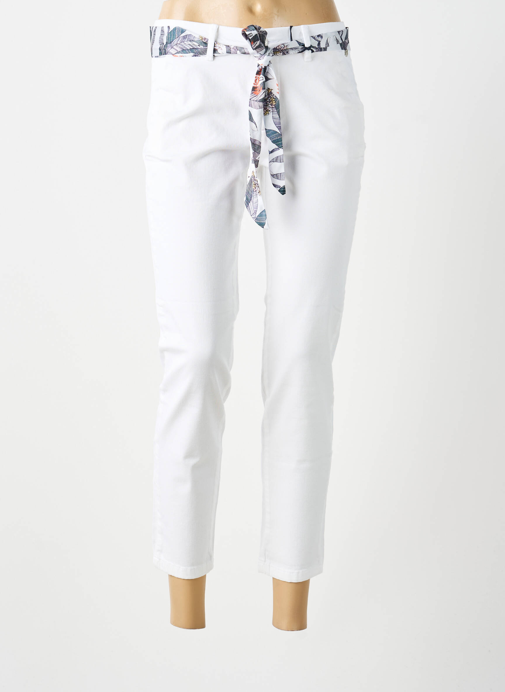 Pantalon 7/8 elasticitate mărime normală alb FREEMAN T.PORTER femeie