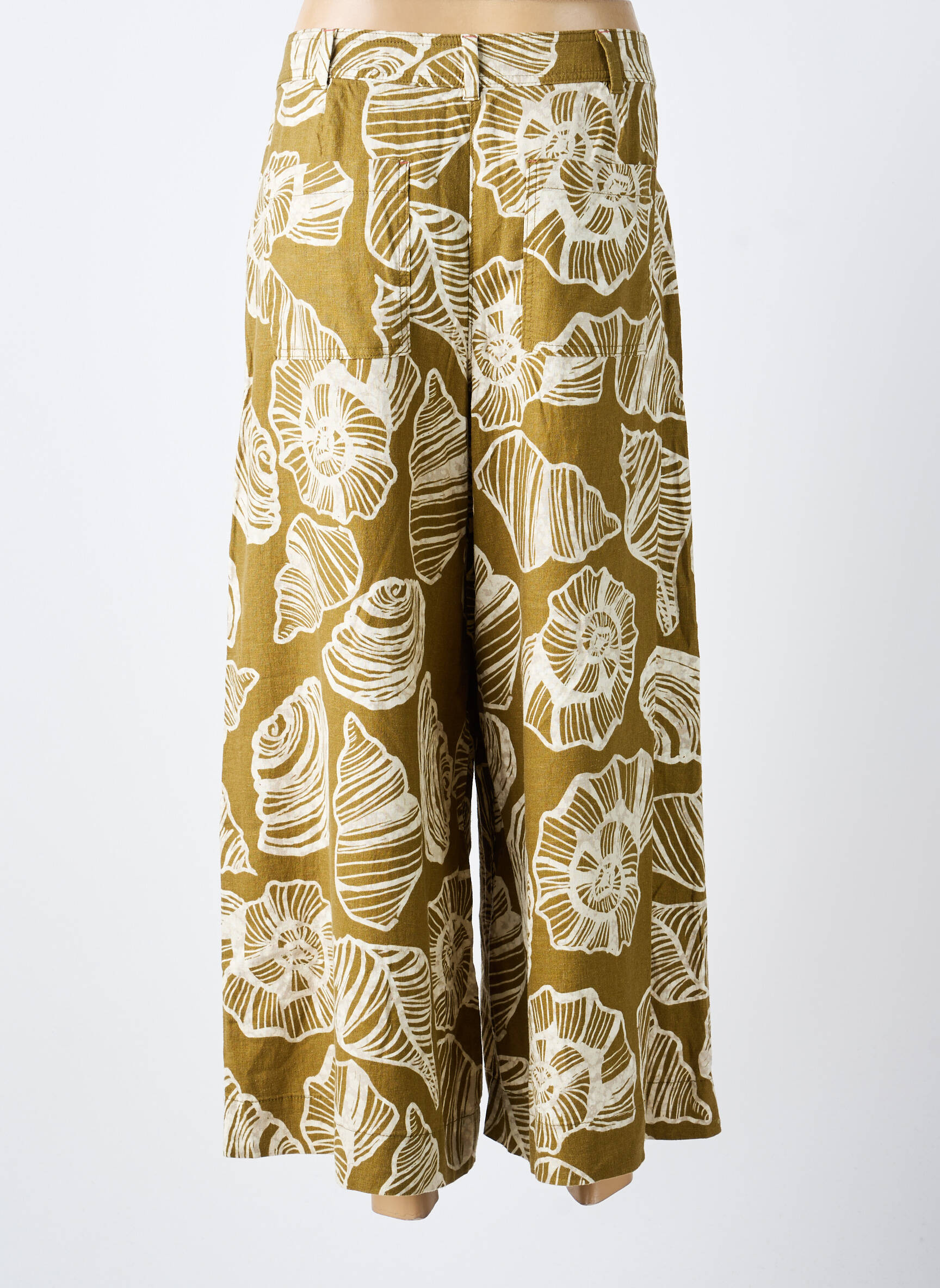 Pantalon 7/8 talie cu cleme mărime normală verde WHITE STUFF femeie